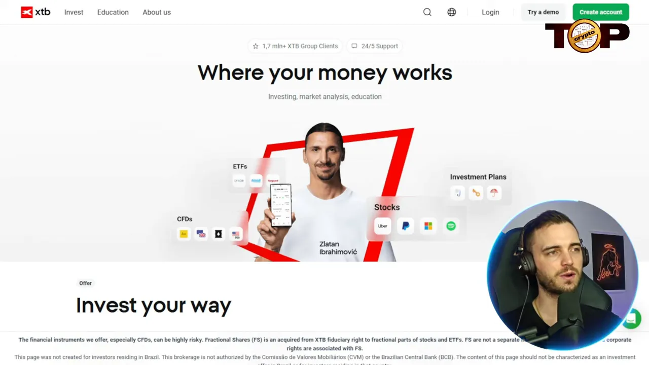InvidiaTrade and XTB homepages side-by-side