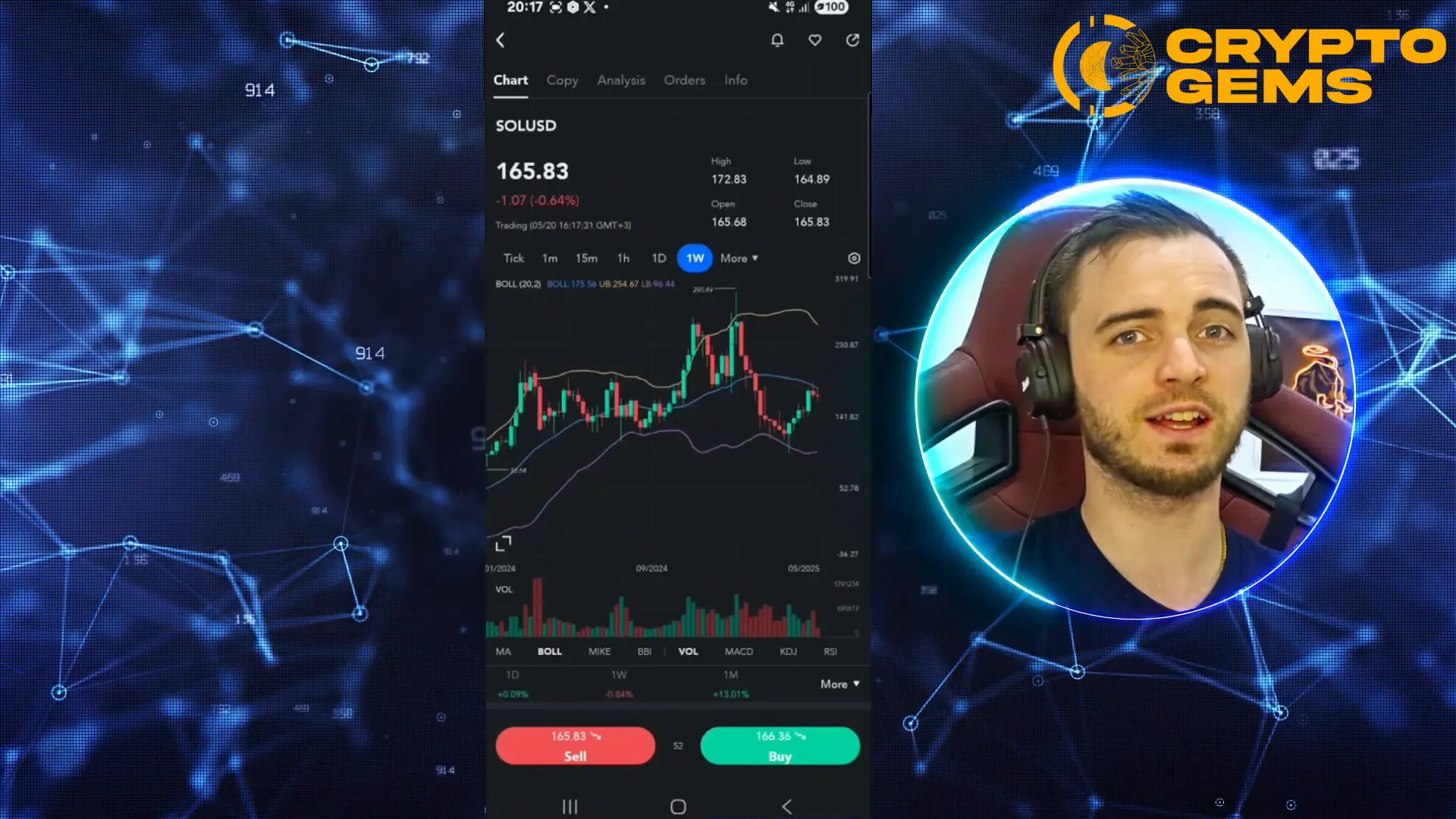 Solana chart and copy trading options on PU Prime app