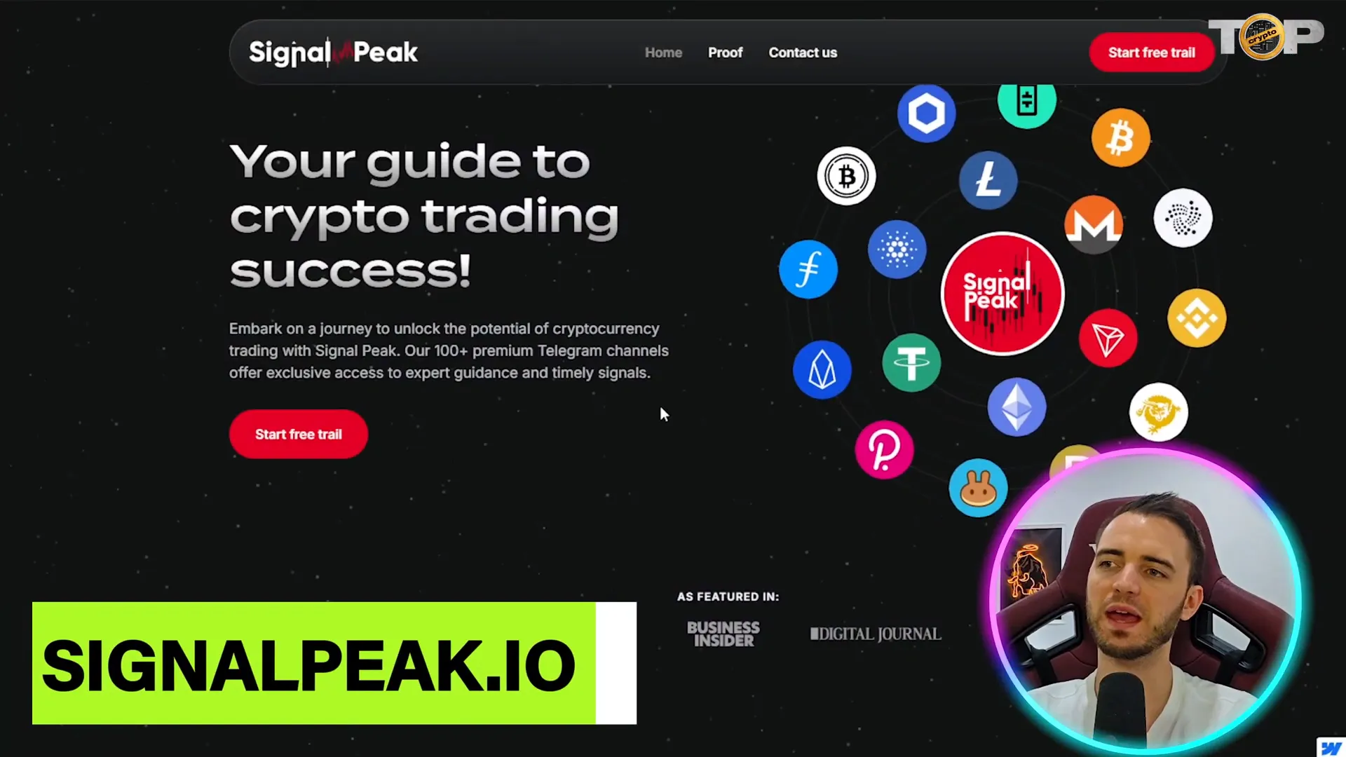 Signal Peak landing page showcasing the free trial offer