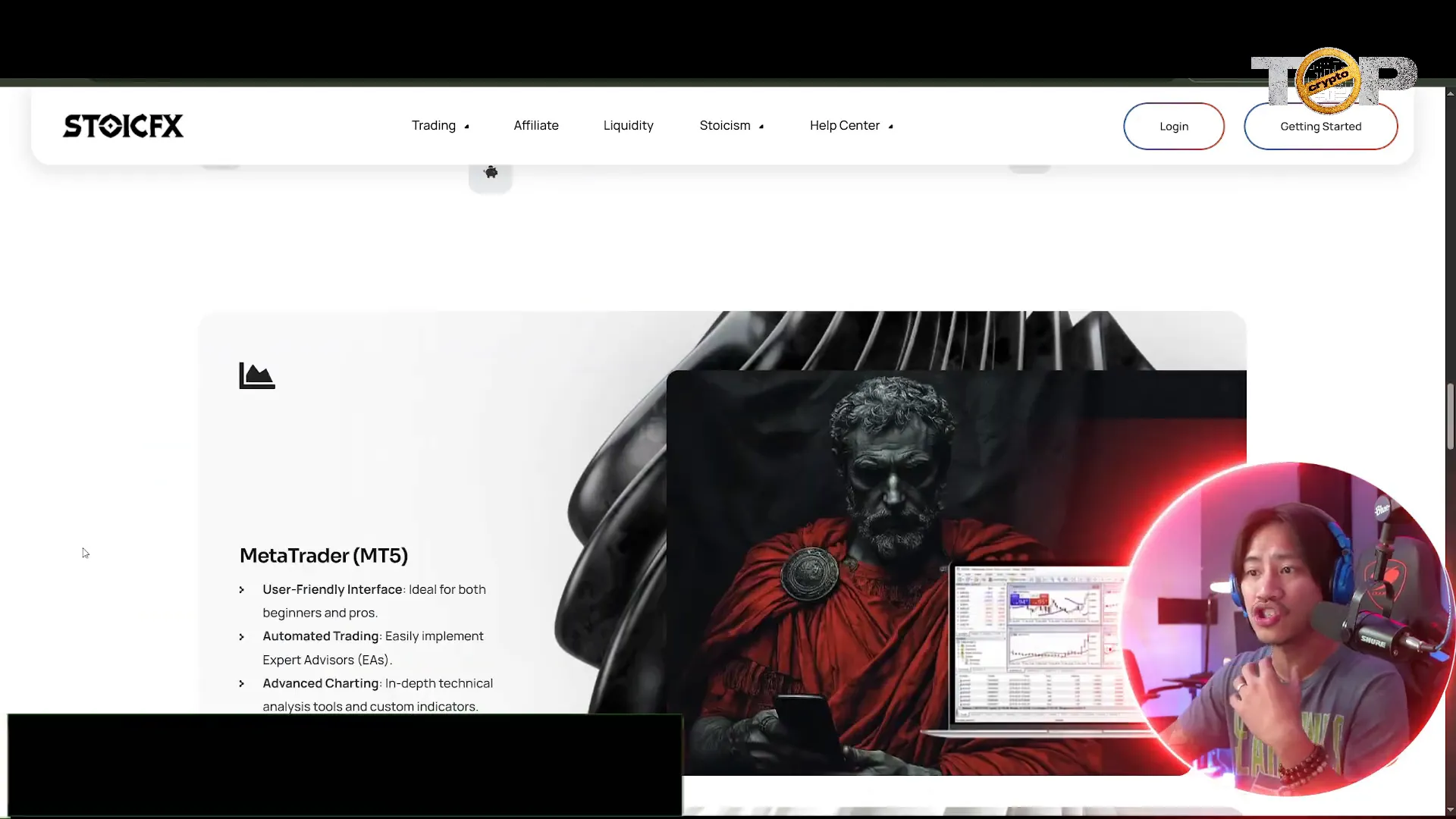Stoic FX homepage showcasing trader-first approach