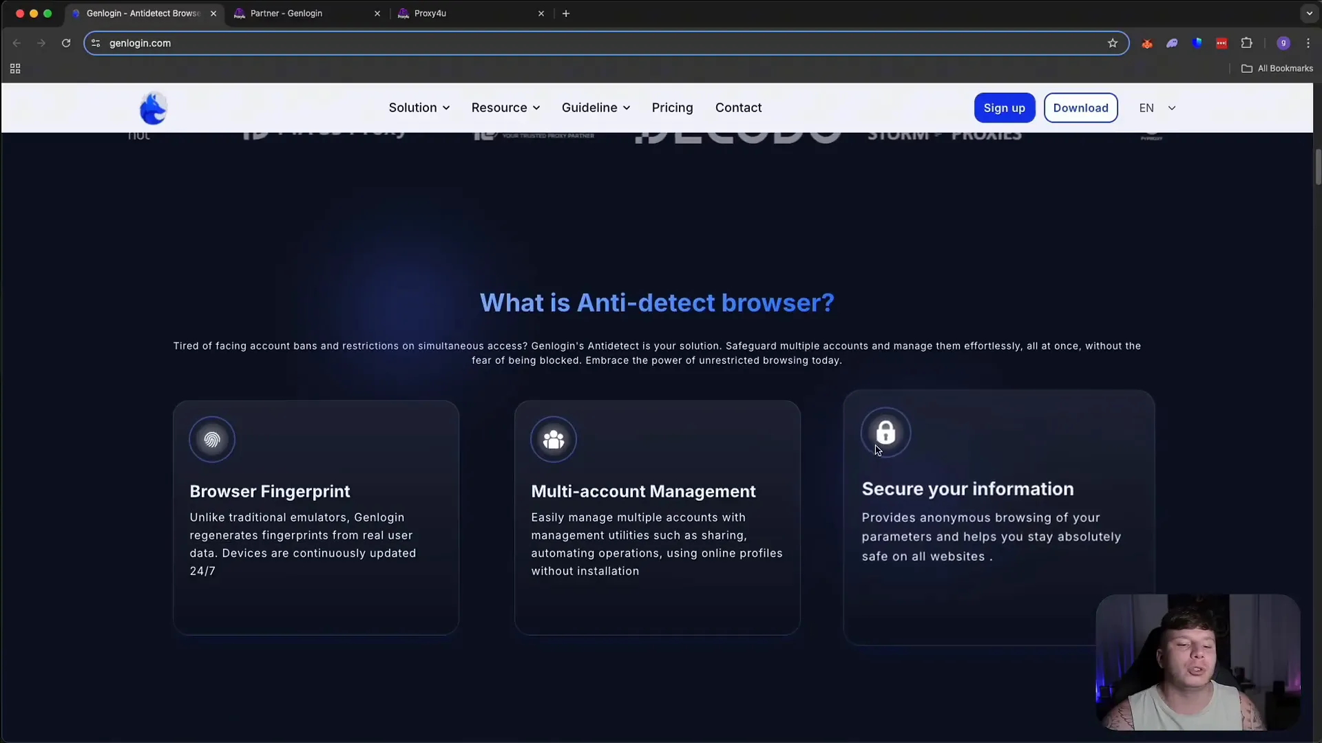 GenLogin interface showing account and automation management