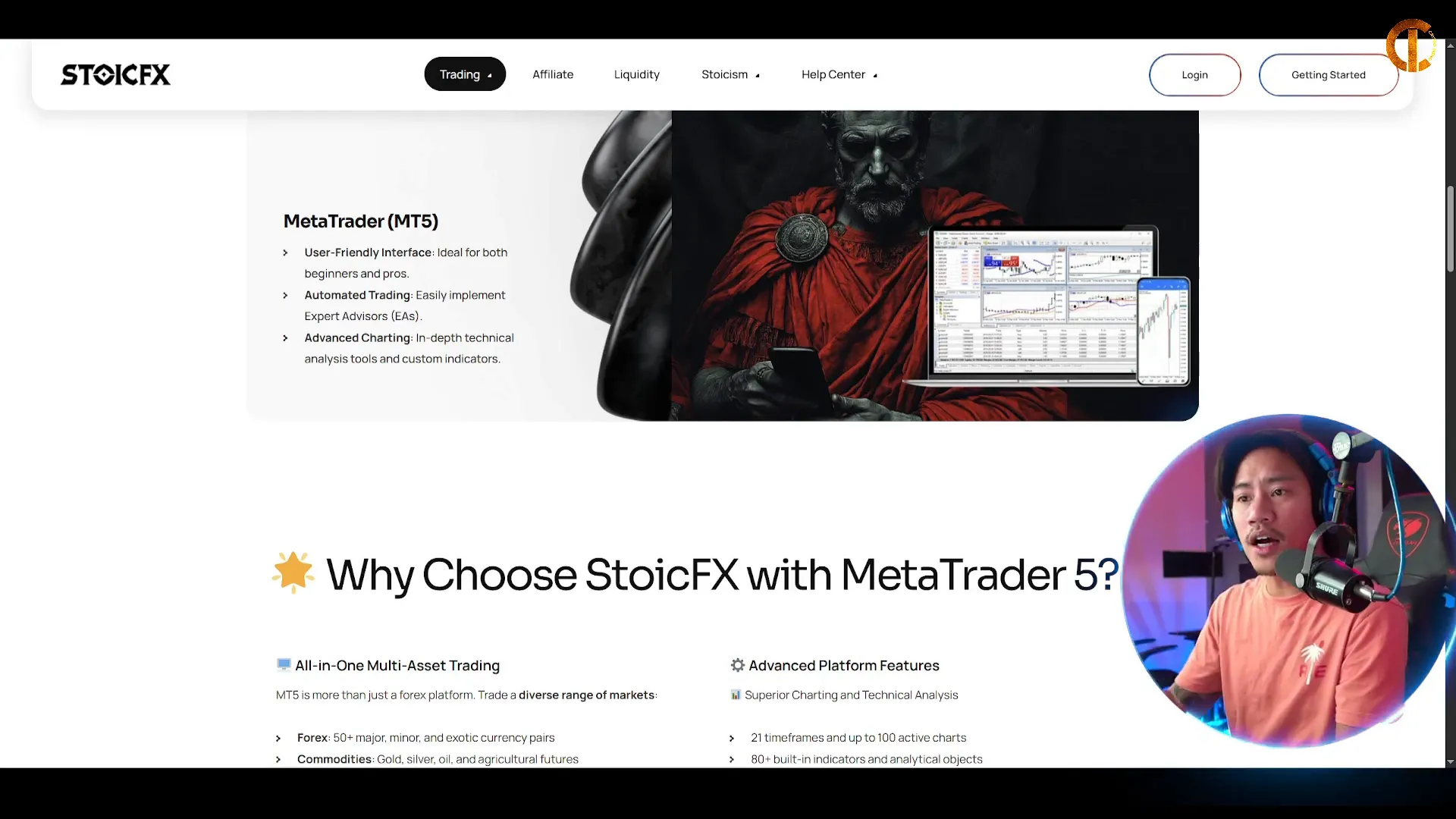MetaTrader 5 interface integrated with Stoic FX