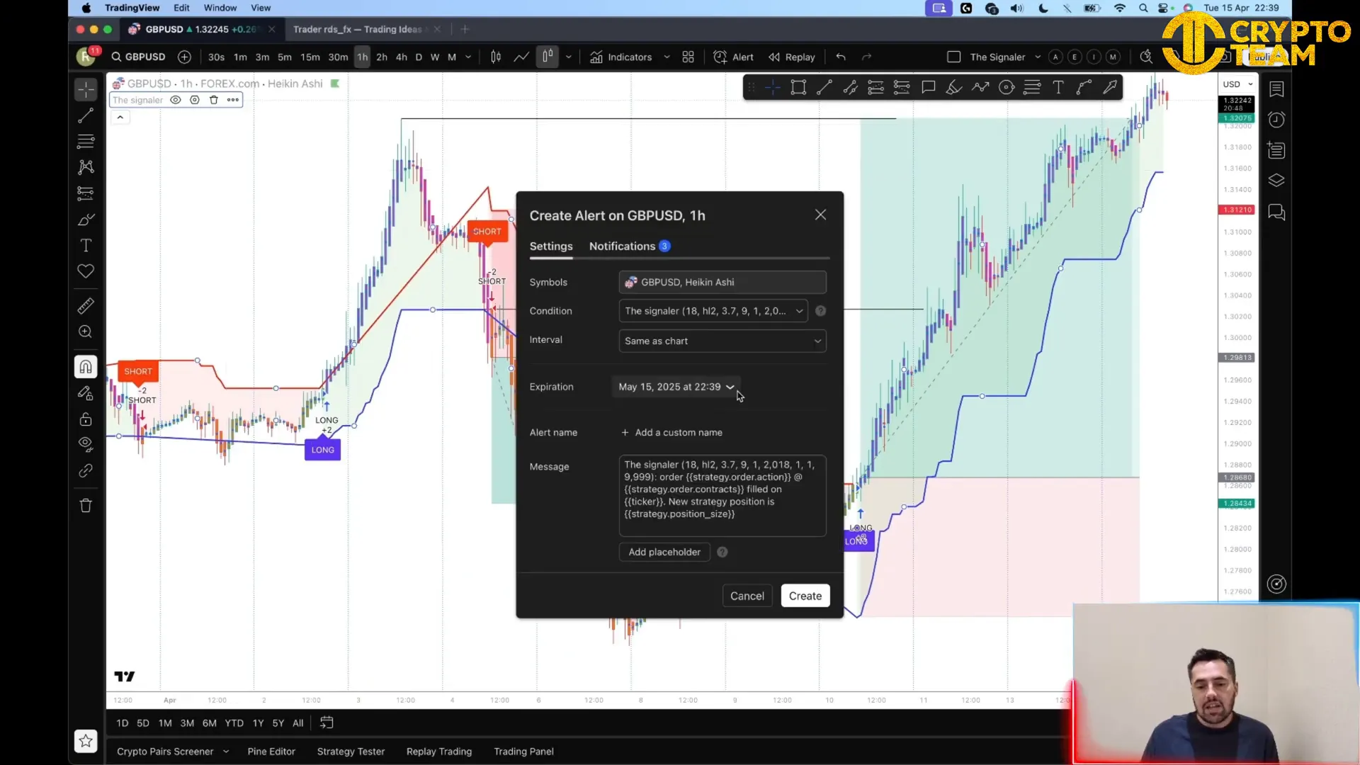 Setting alerts on The Signaler indicator in TradingView