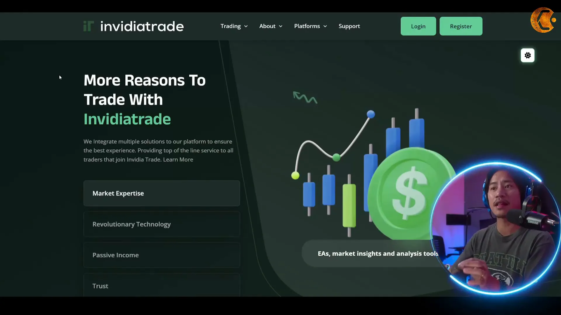 Landing page of InvidiaTrade trading platform