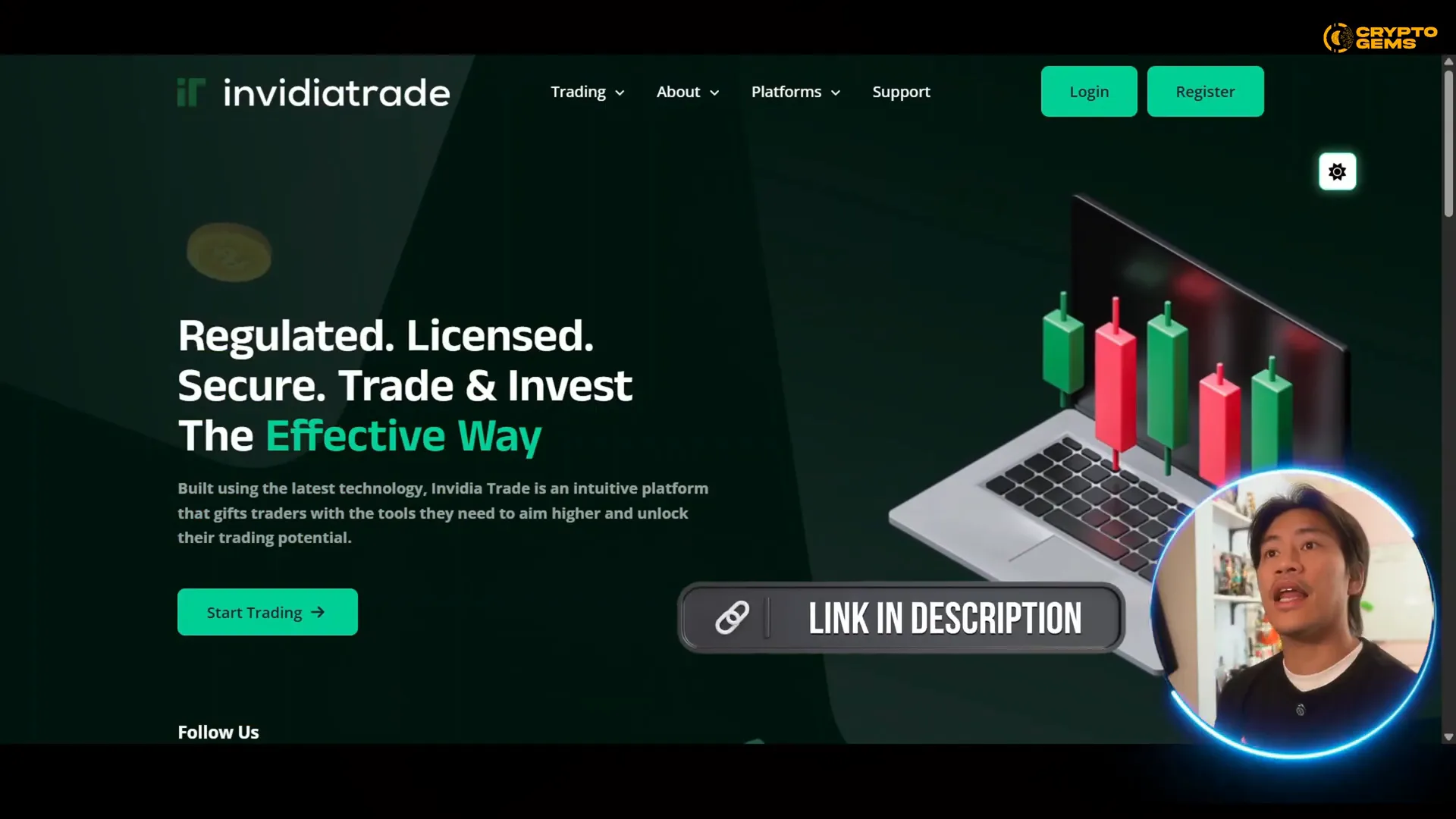 Landing page of InvidiaTrade showing a modern and intuitive interface