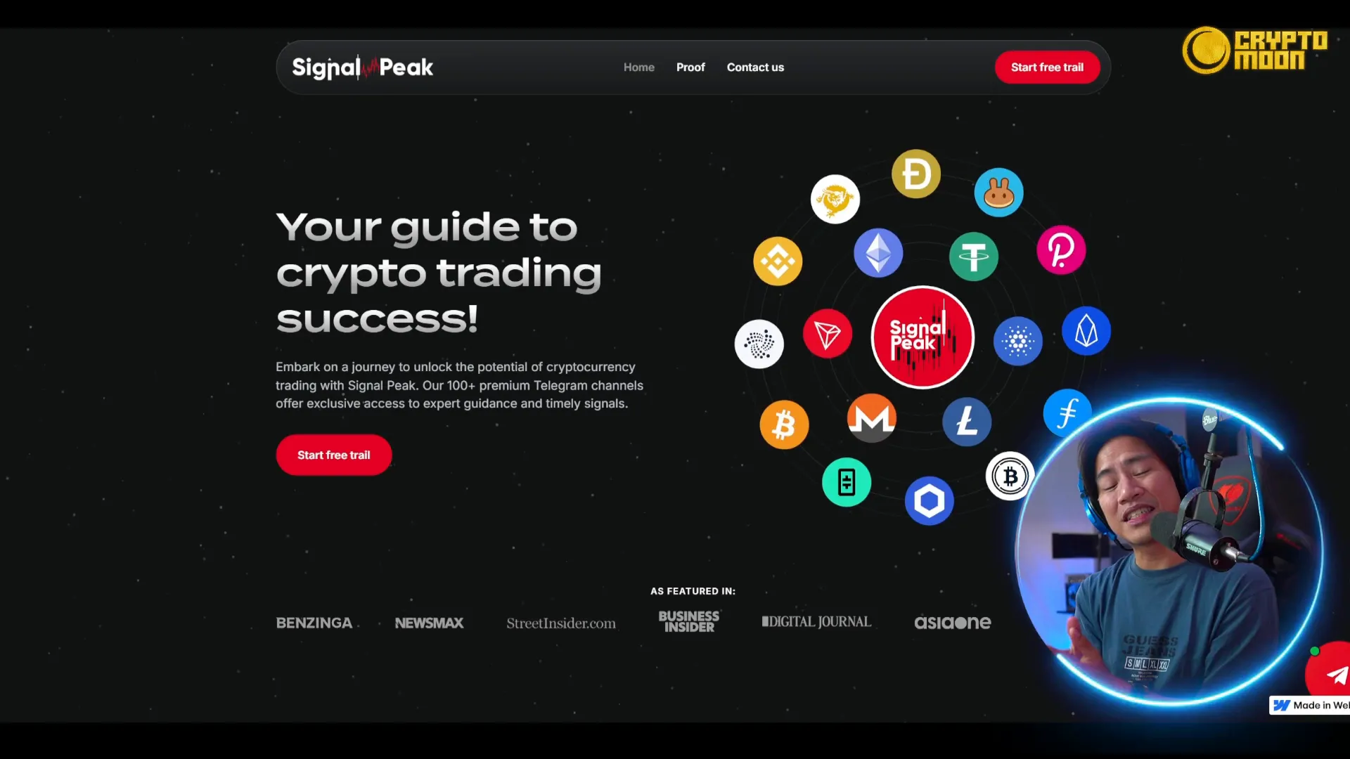Landing page of Signal Peak