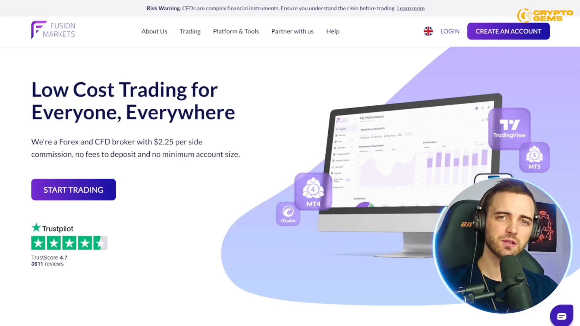 Fusion Markets low fees and third-party copy trading setup