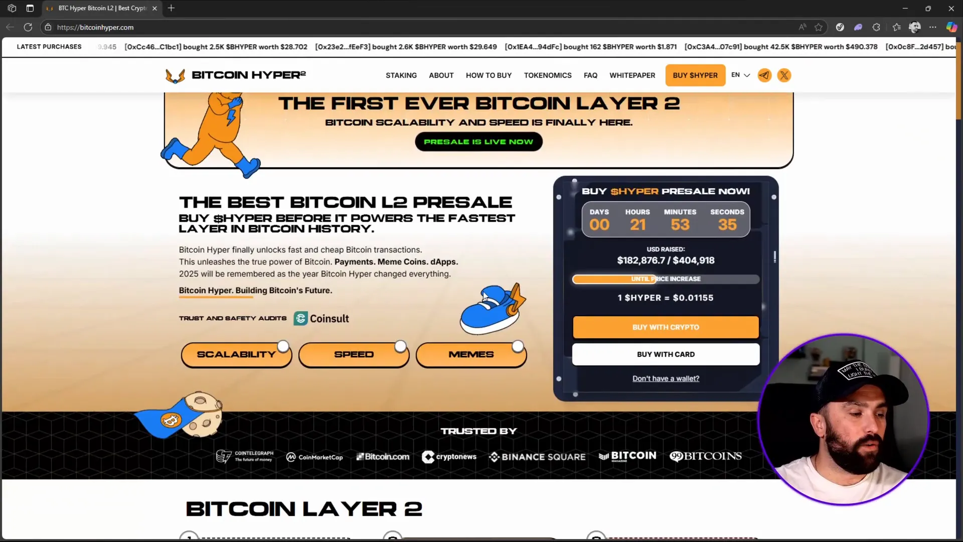 Bitcoin Hyper official website homepage with presale details