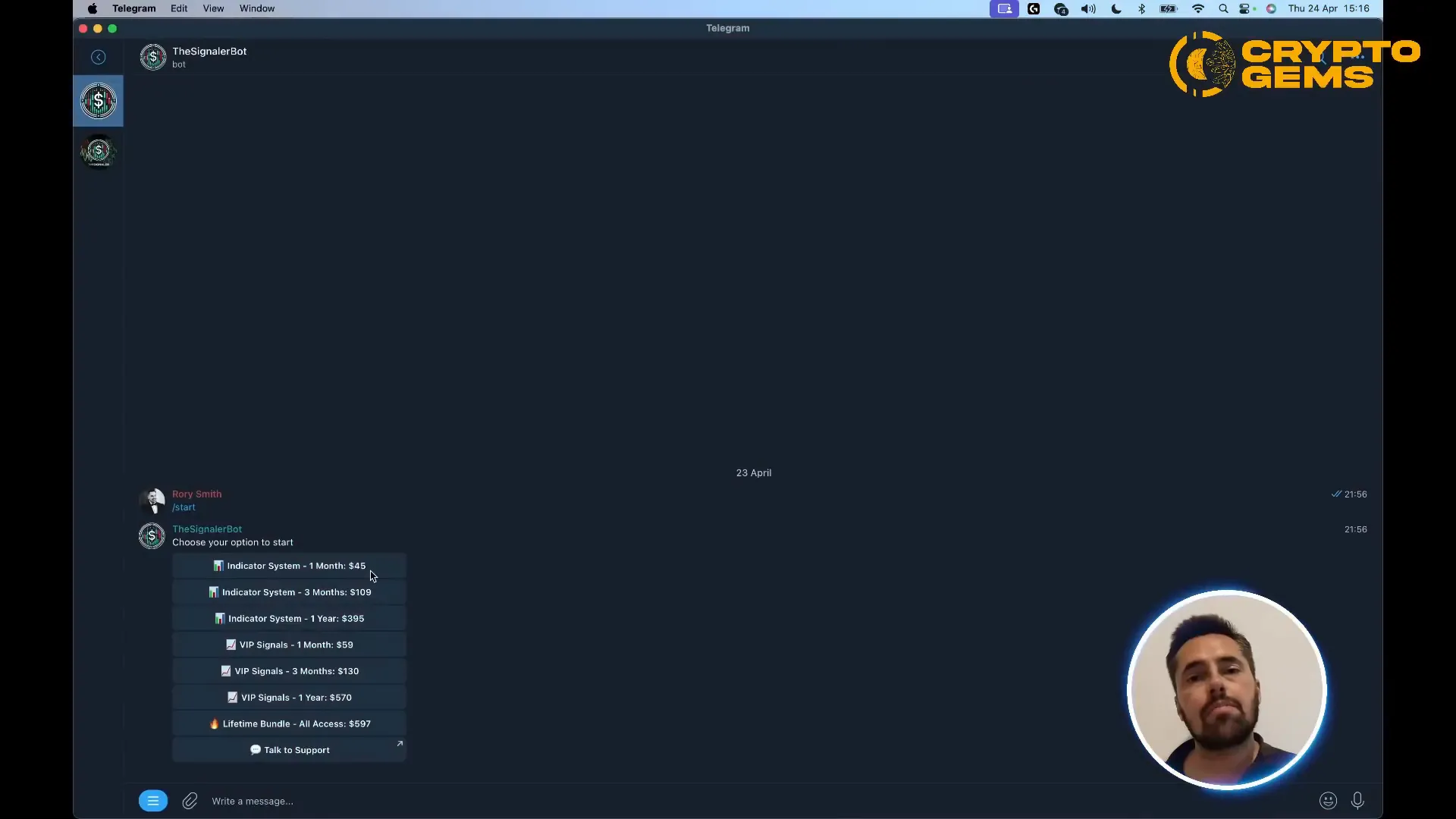 Telegram group showing live trading profits from The Signaler users