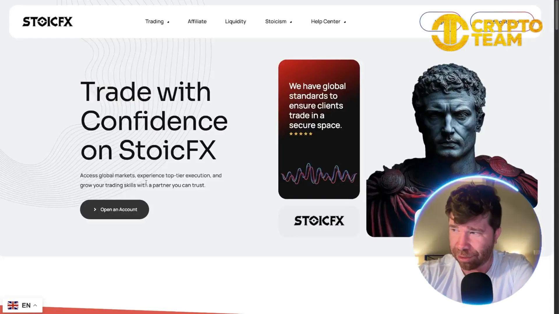 Stoic FX website homepage showing user-friendly layout