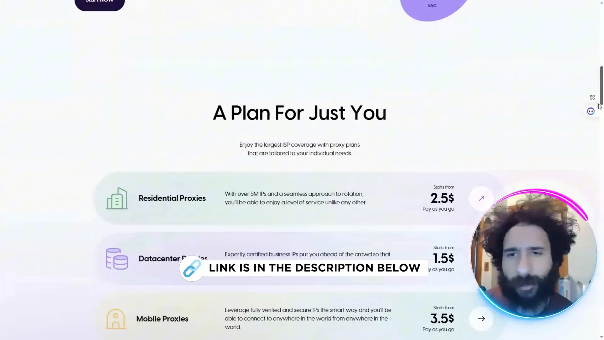 Proxy4u dashboard showing residential, data center, and mobile proxy options