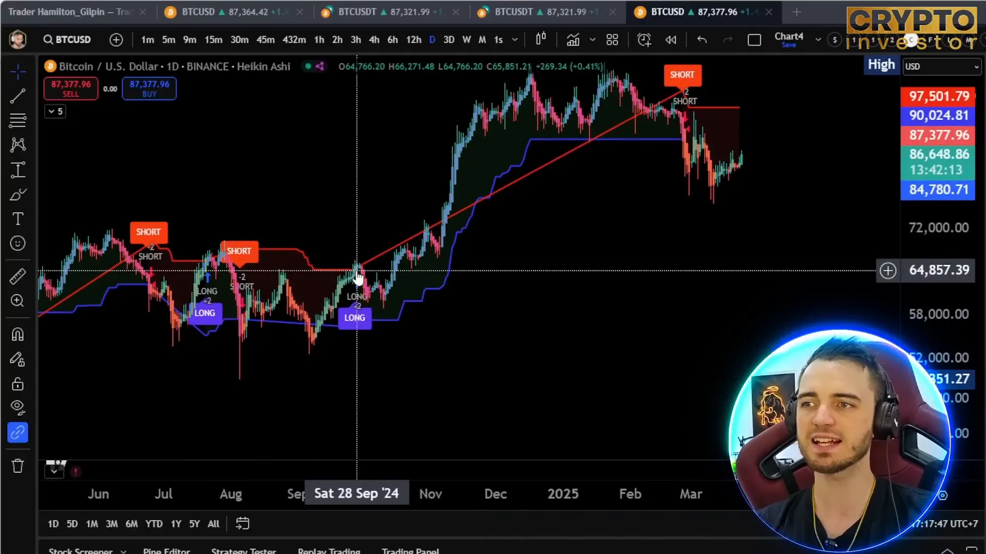 Bitcoin chart with TheSignaler Bot