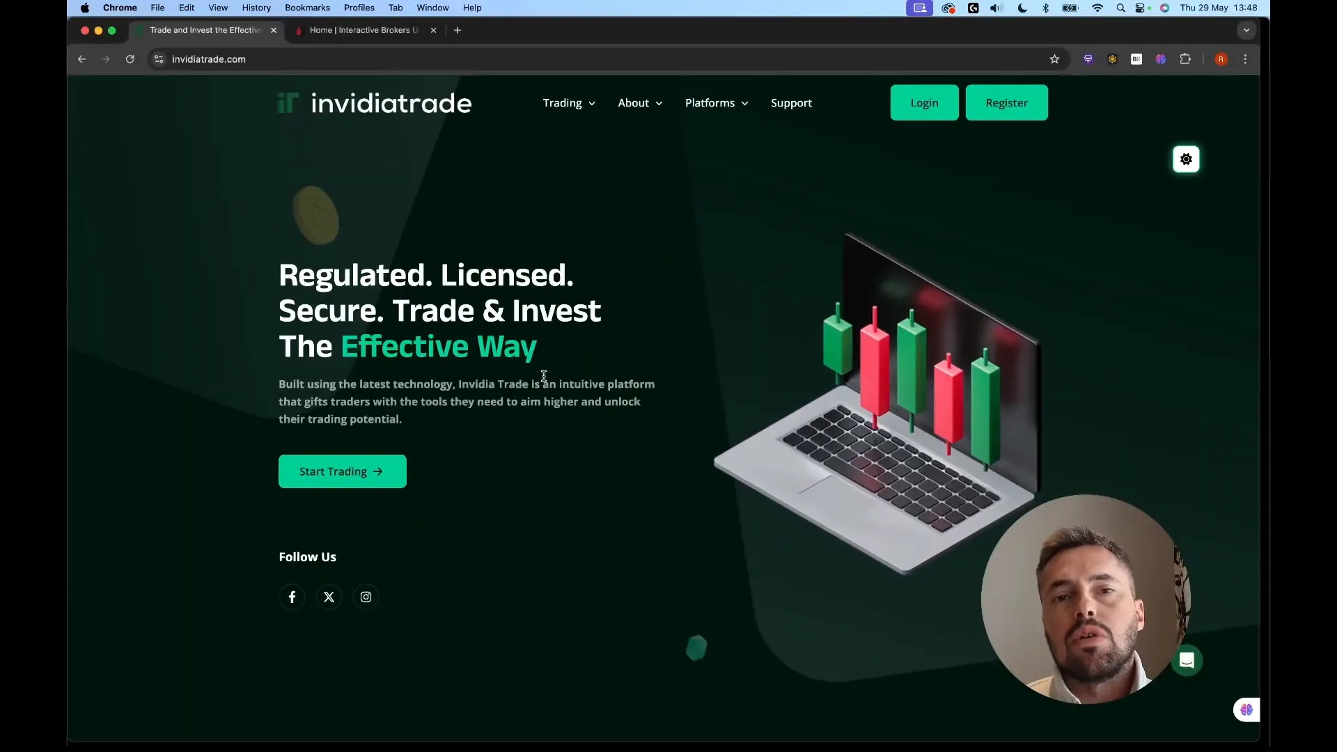 InvidiaTrade forex platform with simple user interface