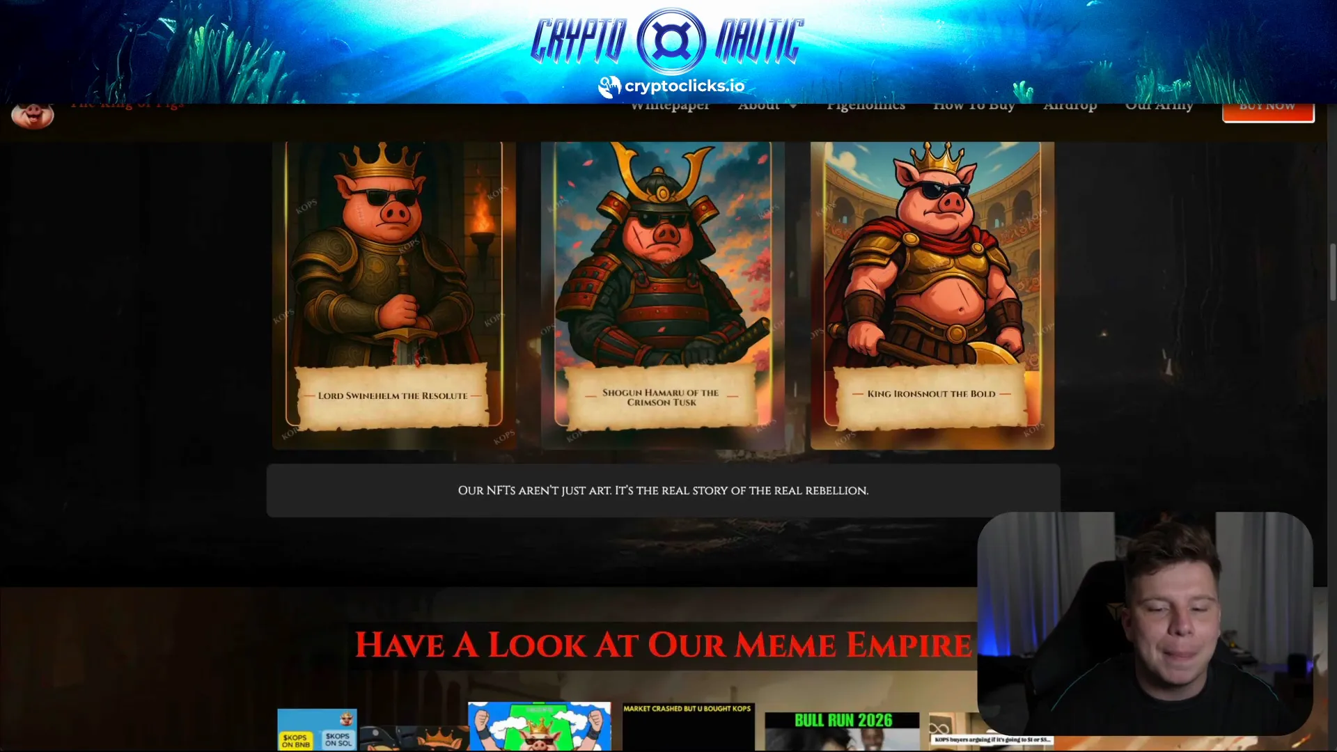 King of Pigs NFT characters showcasing unique designs and story elements