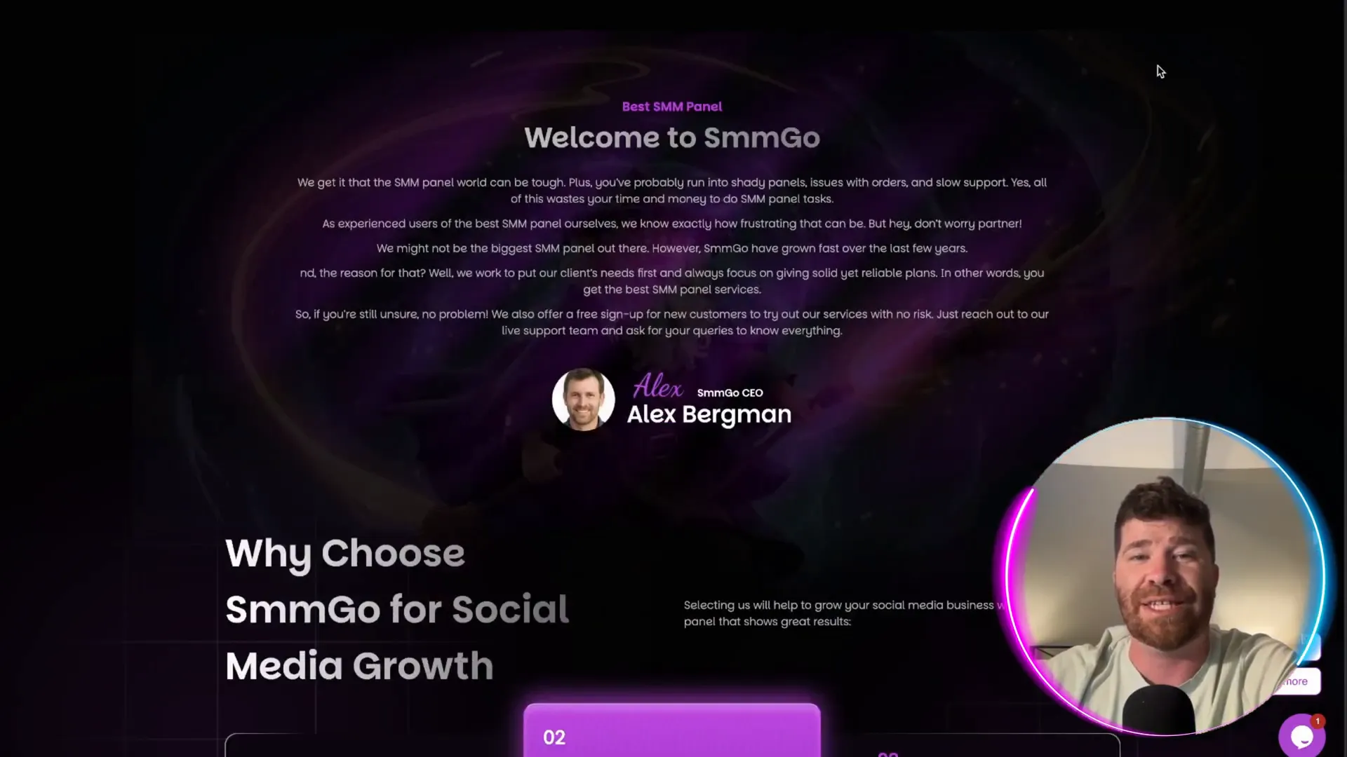 SMMGo.io homepage showing social media growth options