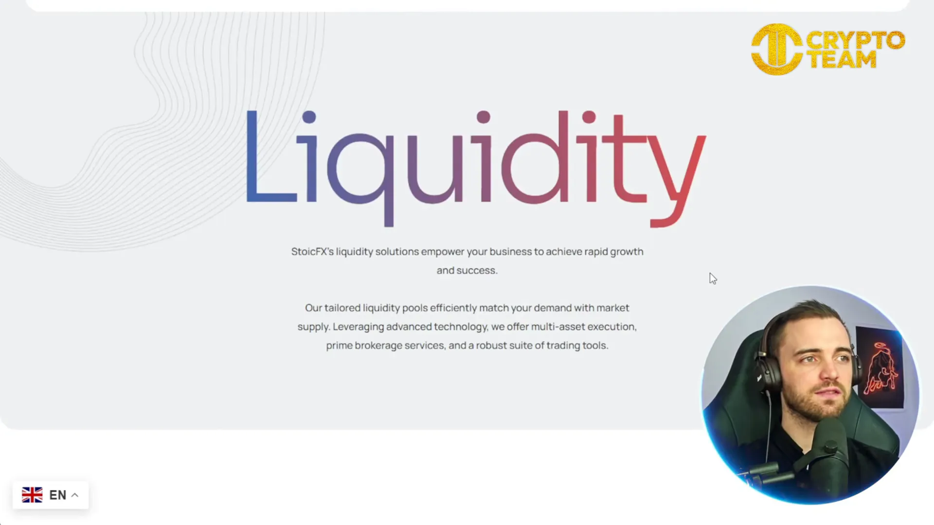 Chart and liquidity depth window demonstrating StoicFX liquidity capabilities