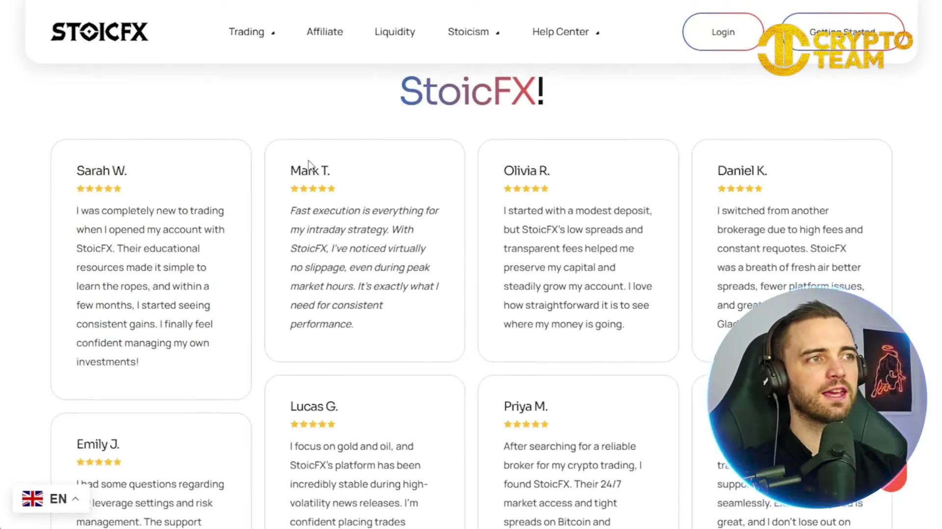StoicFX five-star reviews and user feedback screenshot