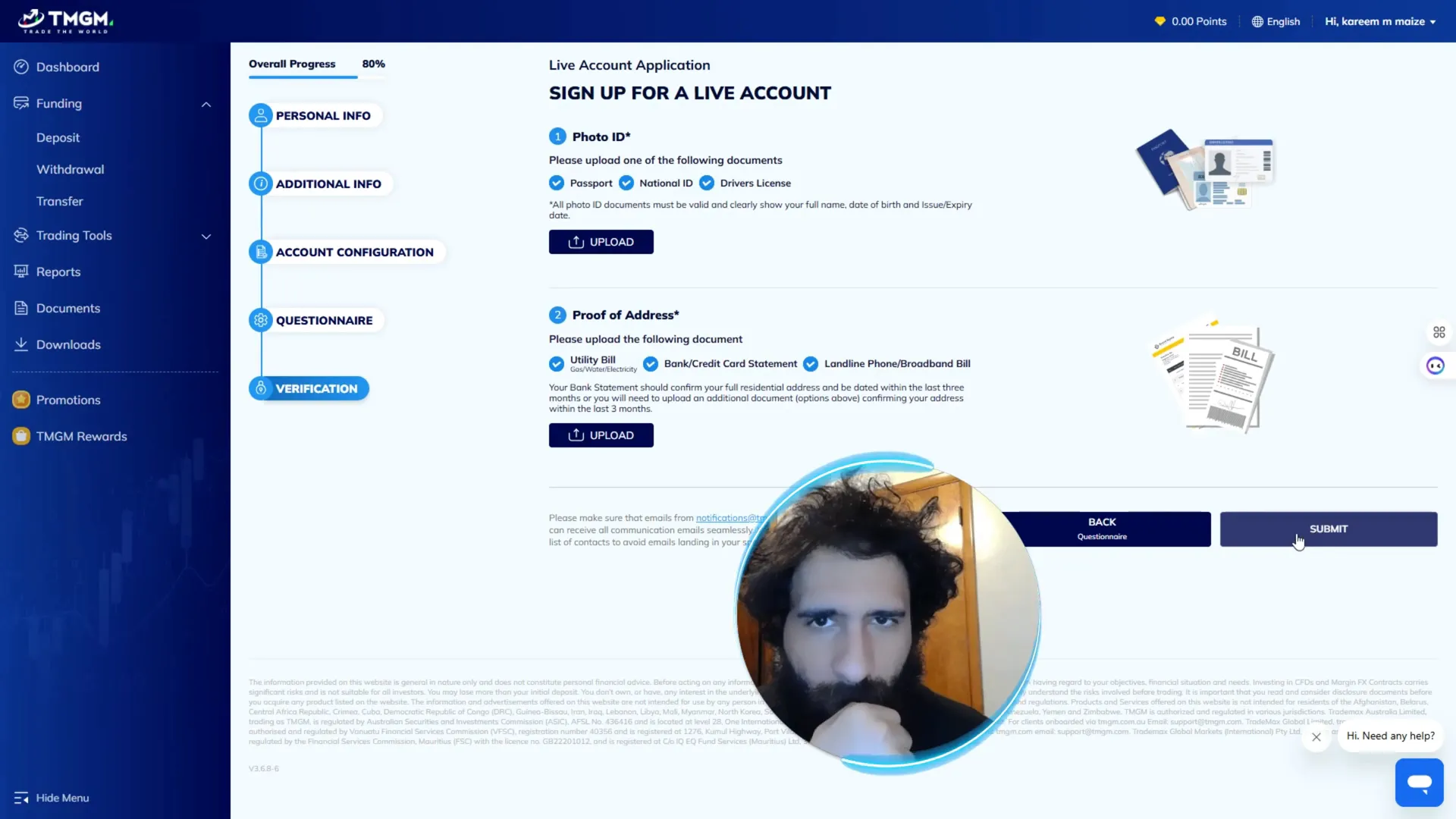 Screenshot of TMGM registration process