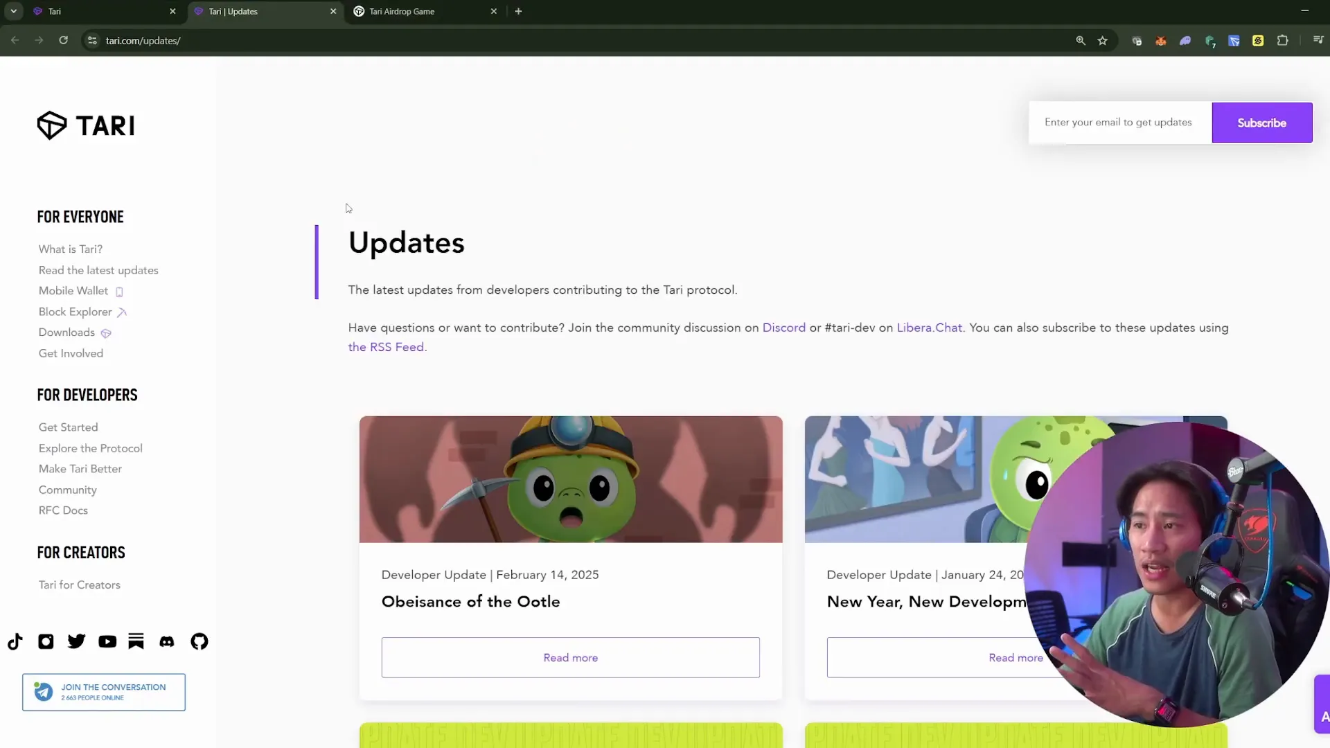 Tari developer updates and community engagement