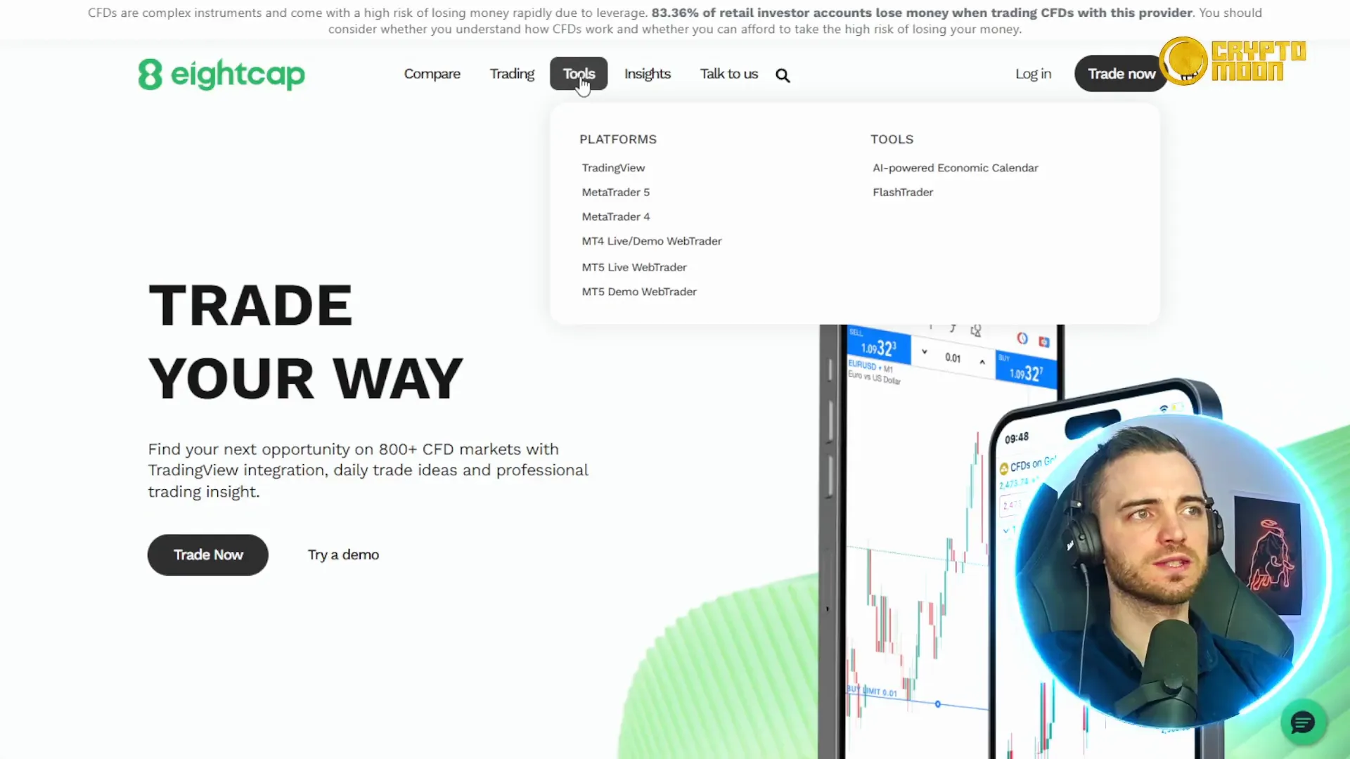 Trading platform options on Eightcap and Invidia Trade
