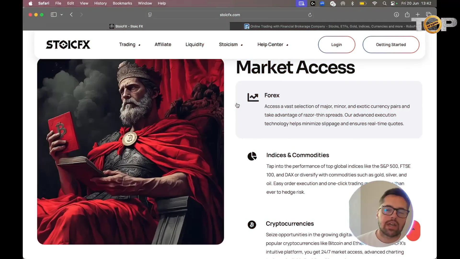 Stoic FX market access overview with currency pairs and commodities