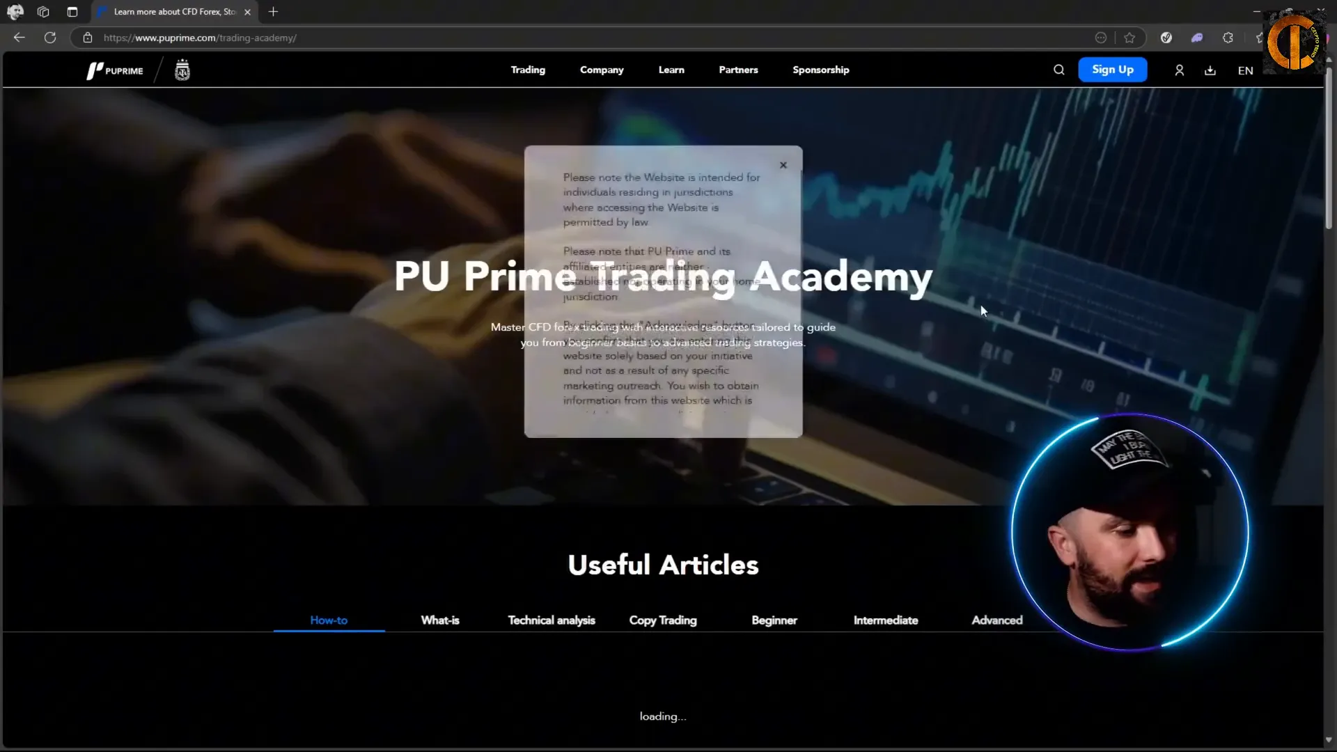 PU Prime Trading Academy showing various trading strategies