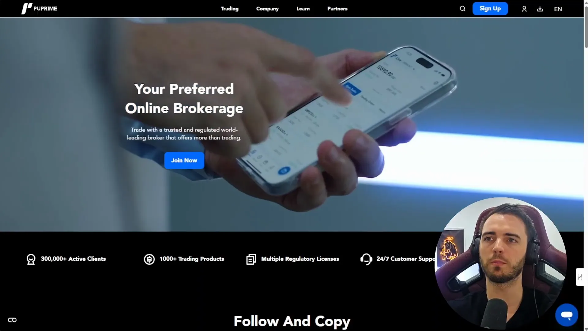 PU Prime homepage showcasing professional design and active clients