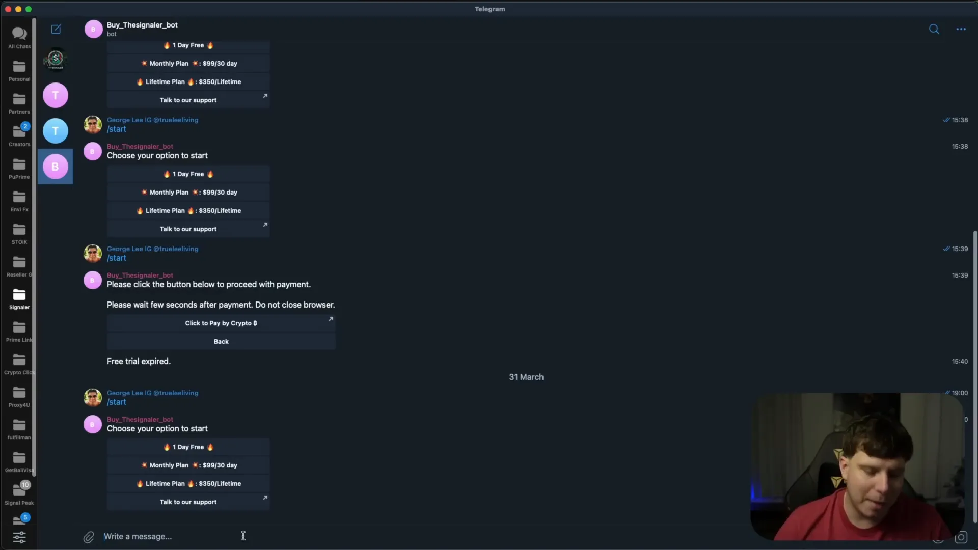 Telegram bot for The Signaler subscription