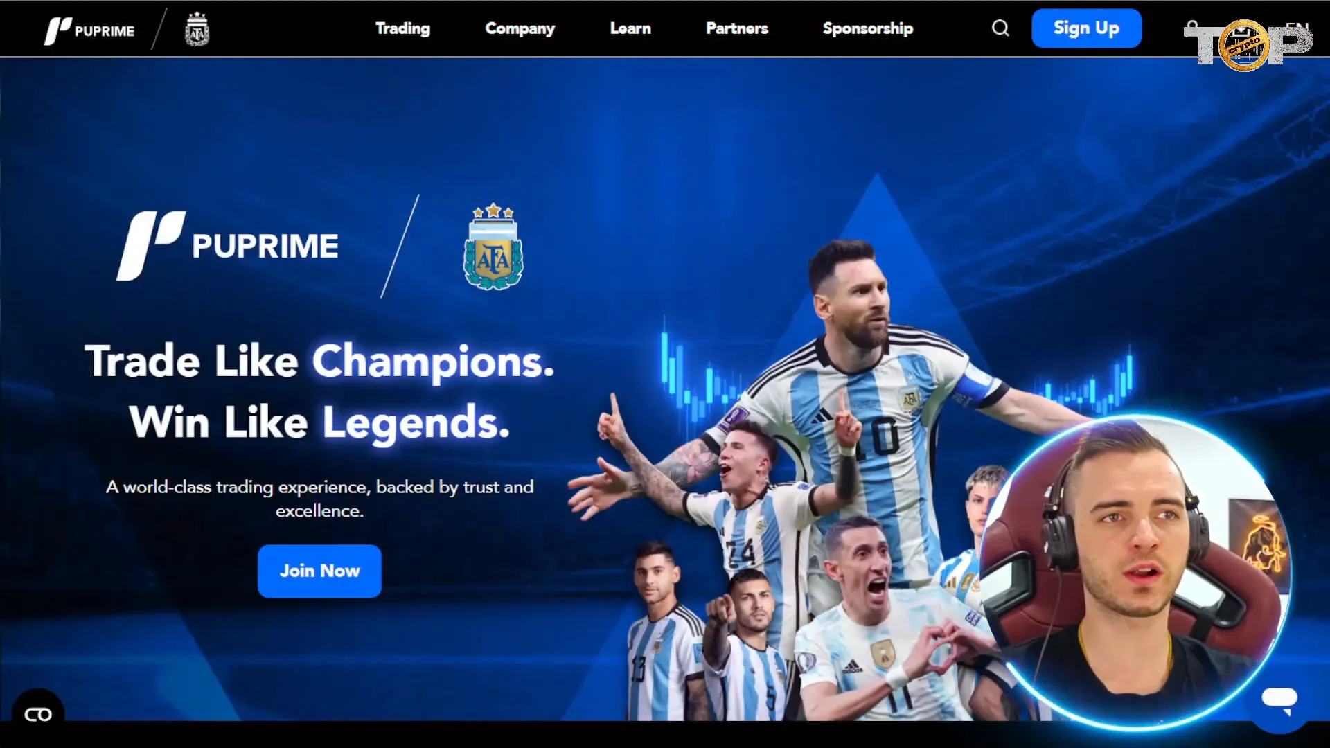 PU Prime website homepage showing trading products and services