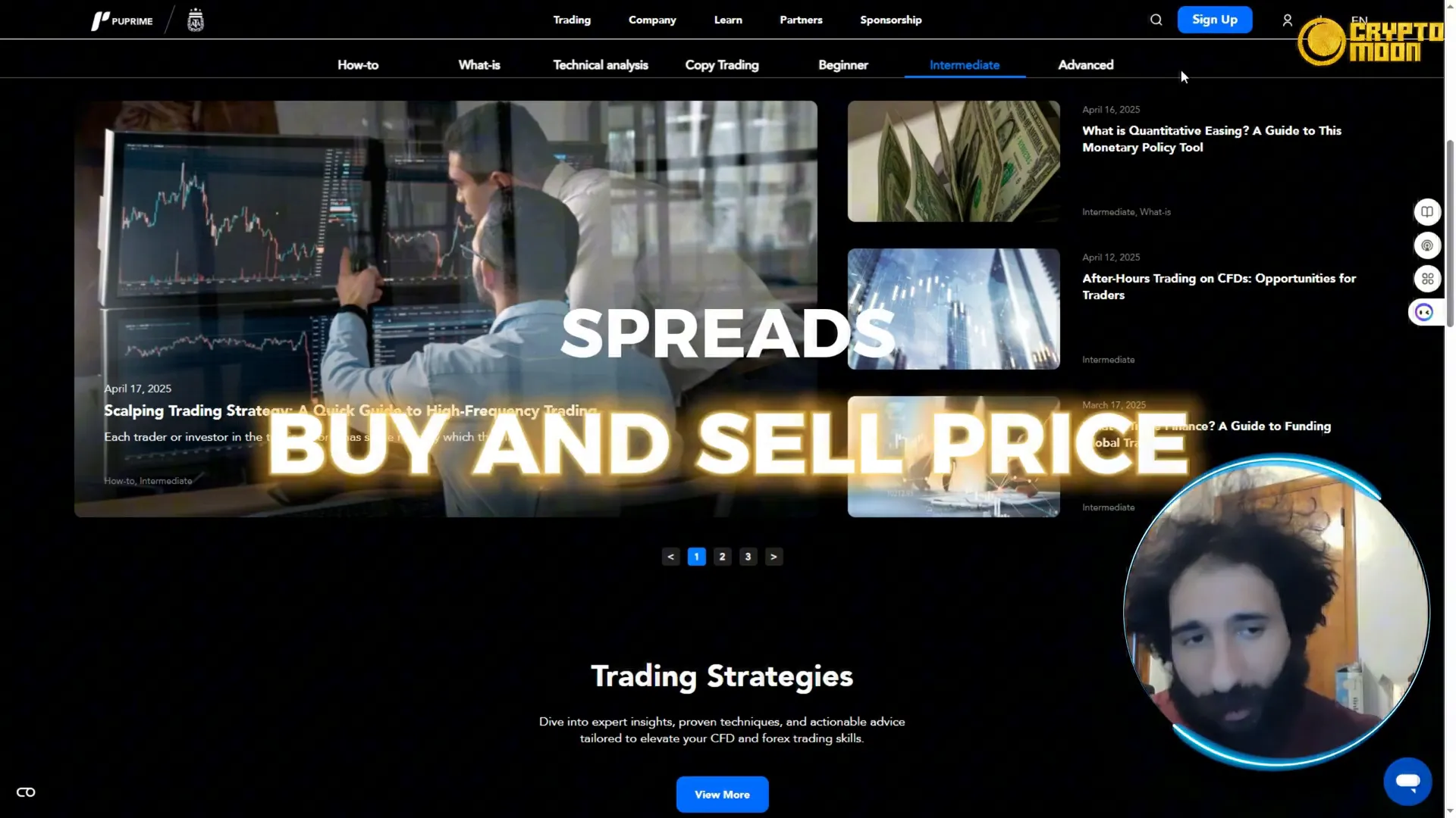 Illustration of buy and sell prices showing spread difference