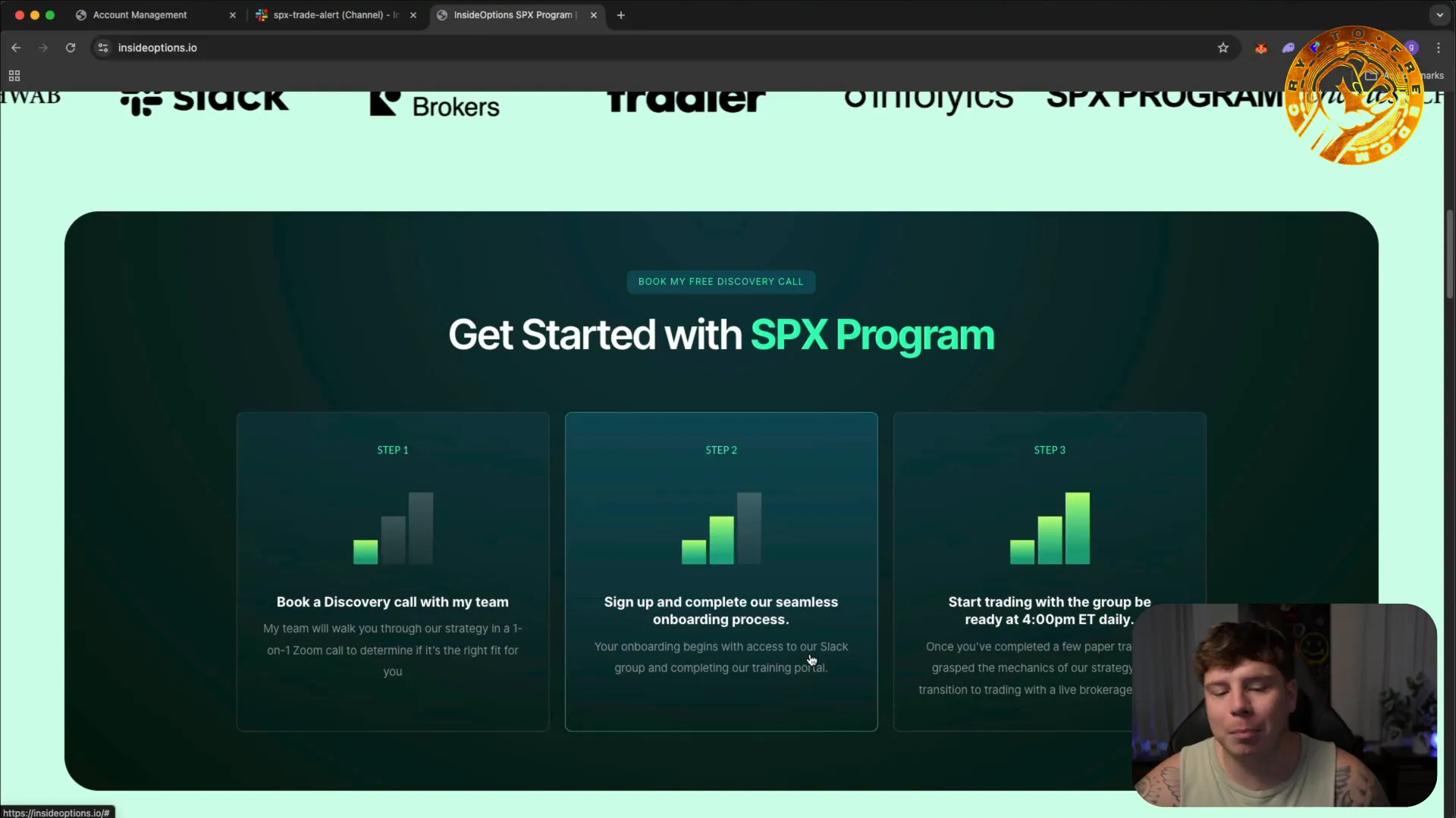 InsideOptions onboarding and sign-up process