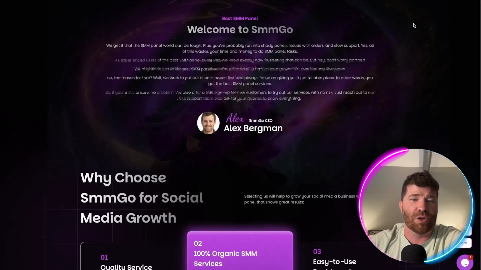 SMMGO.io platform homepage showcasing social media growth options