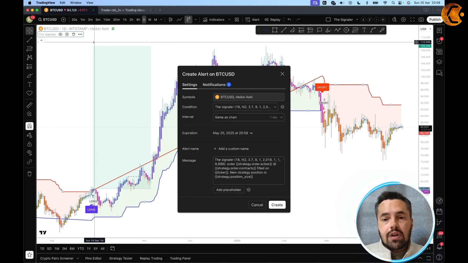 Setting up alerts on The Signaler Indicator in TradingView