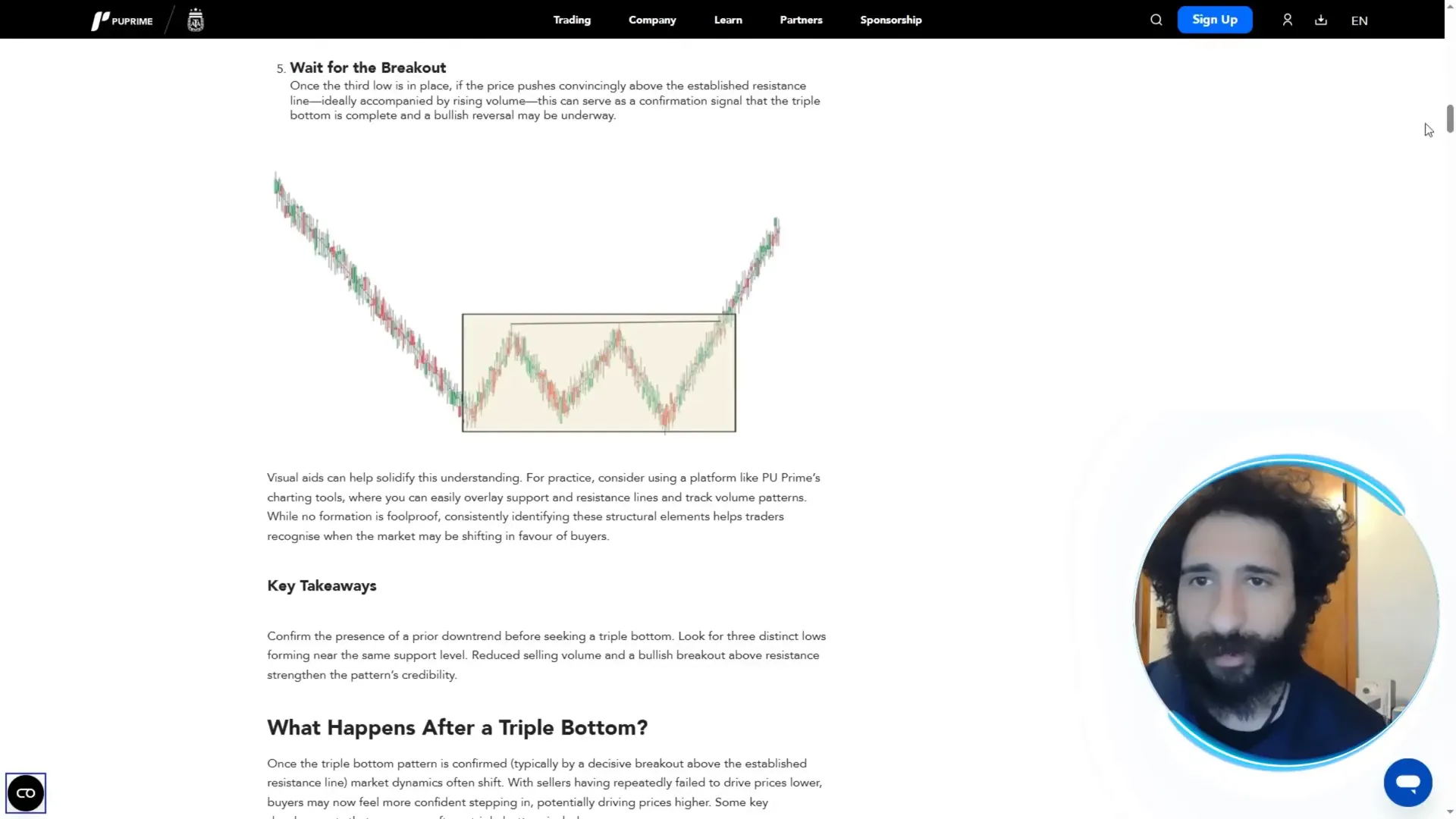Triple bottom pattern with resistance line drawn