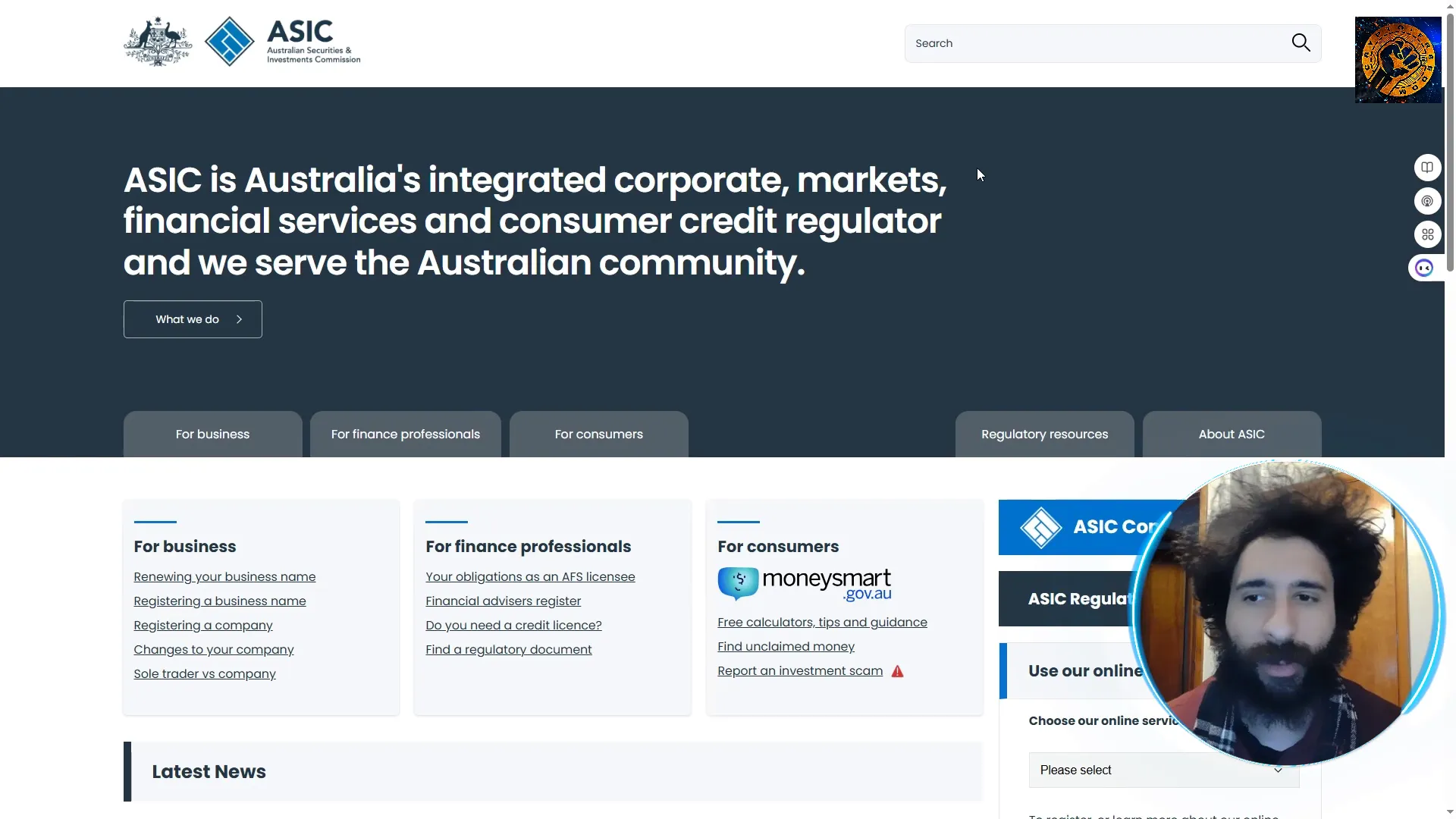 ASIC logo and overview of regulatory role