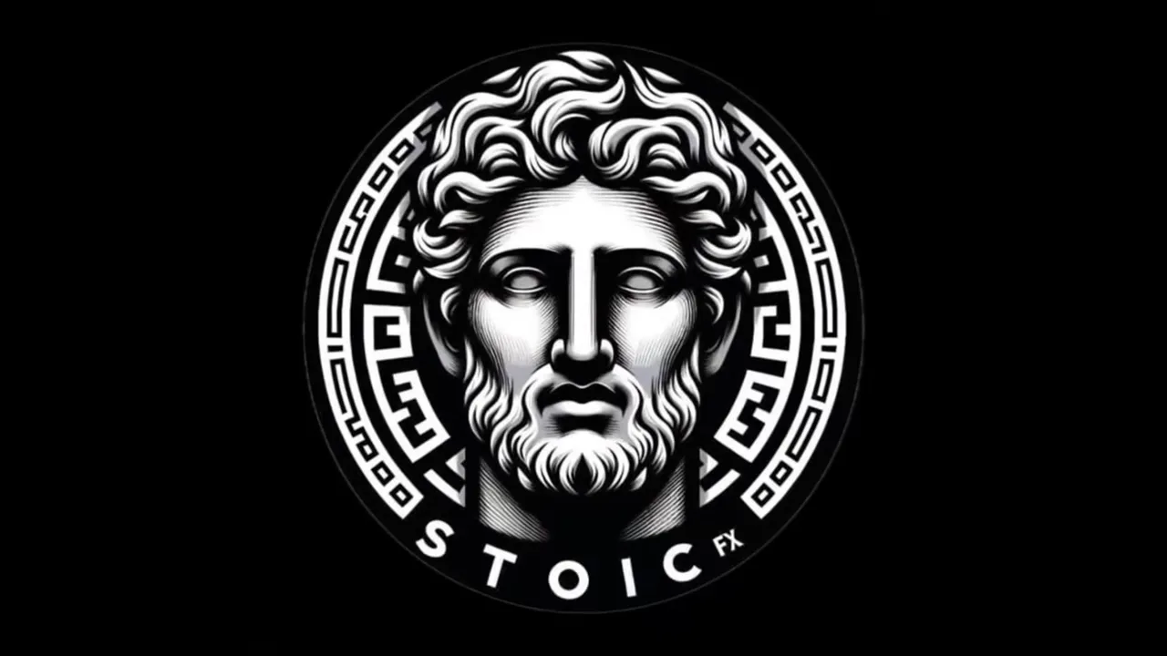StoicFX circular black-and-white logo with classical bust emblem