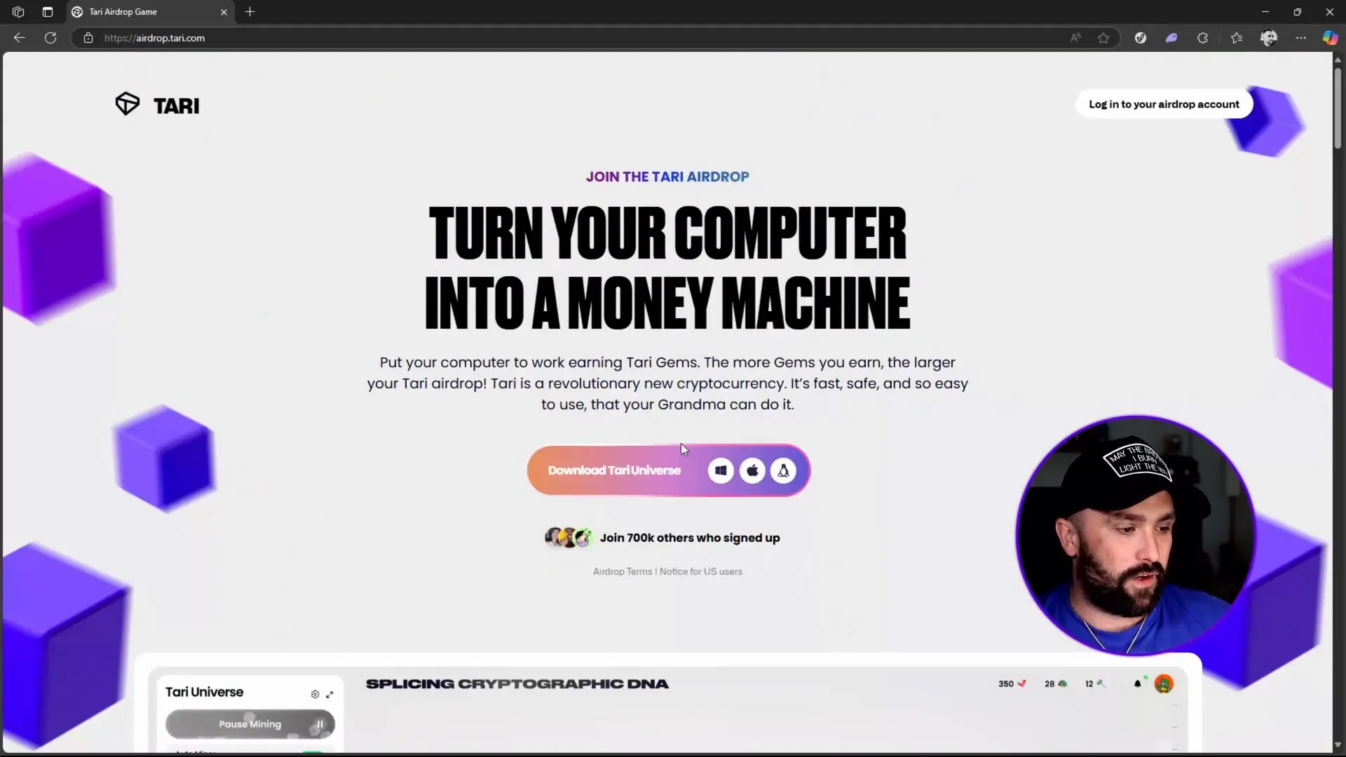 Tari Universe app download buttons for different operating systems