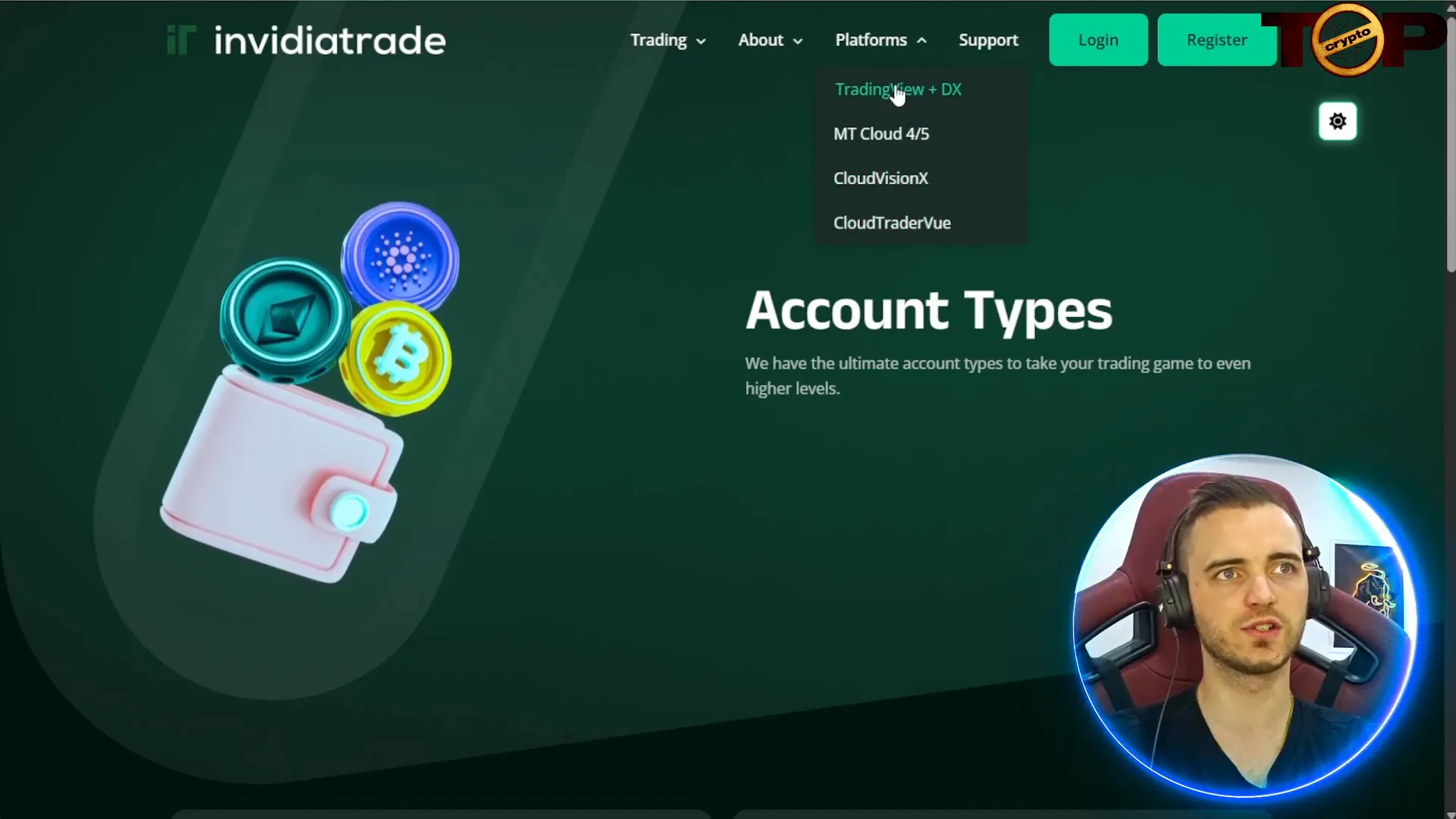 InvidiaTrade platform showing integrated trading tools options