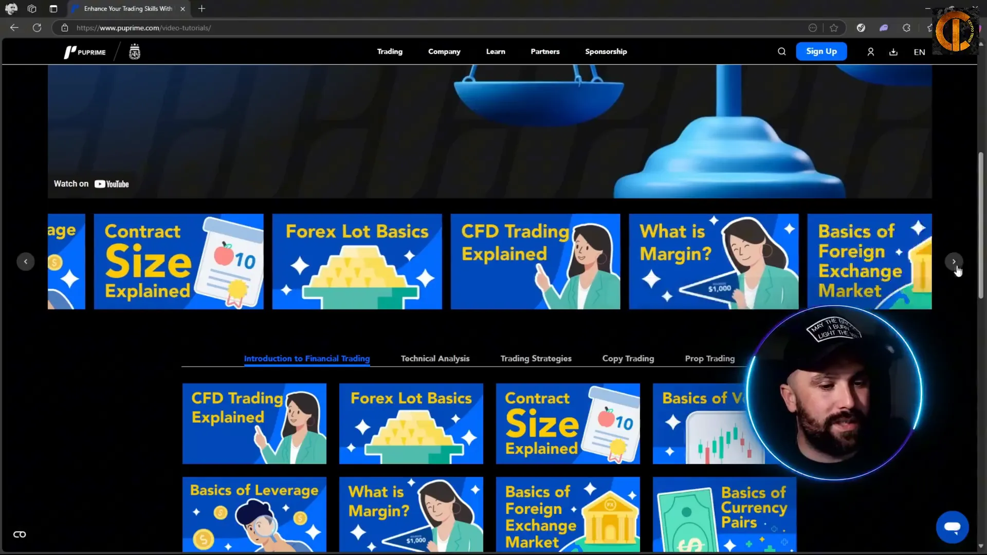 PU Prime Trading Academy beginner's guide page