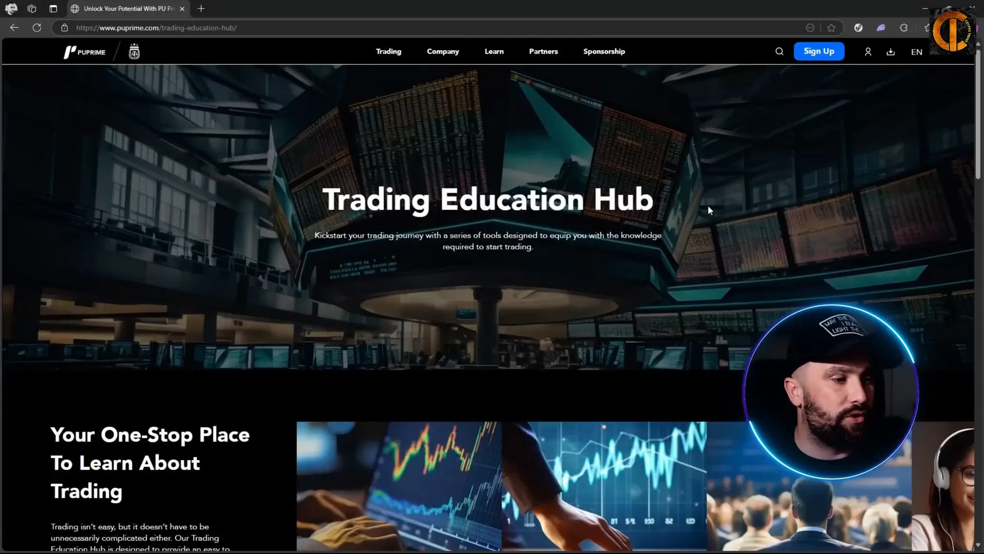 PU Prime homepage showing the Learn section