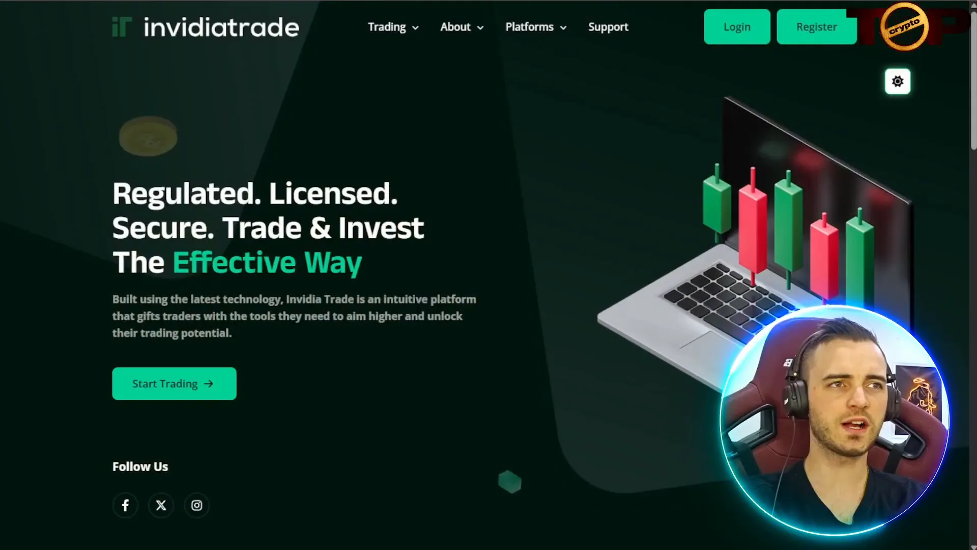 InvidiaTrade landing page displaying a user-friendly interface