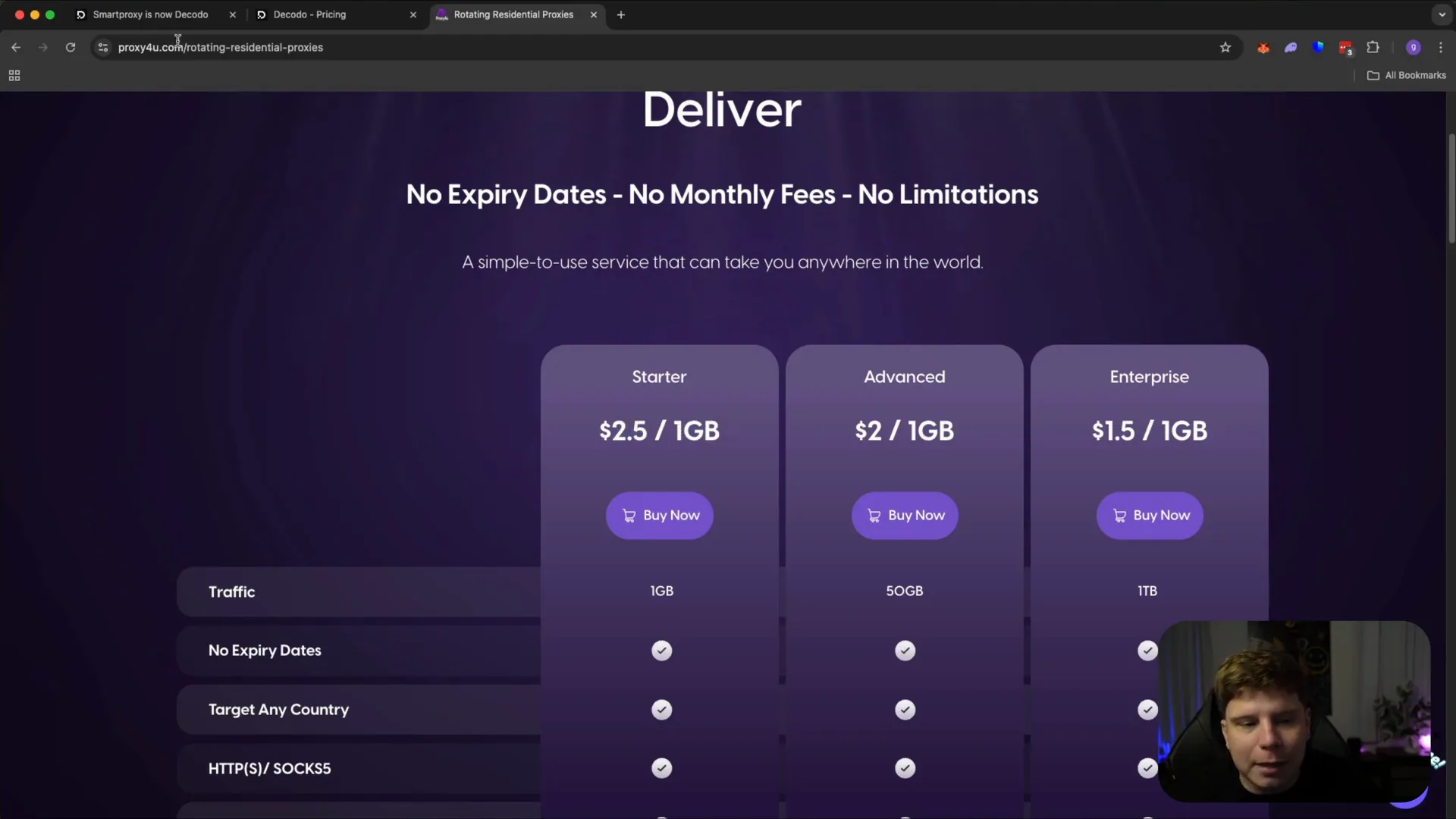 Proxy4u pricing comparison showing pay-as-you-go model