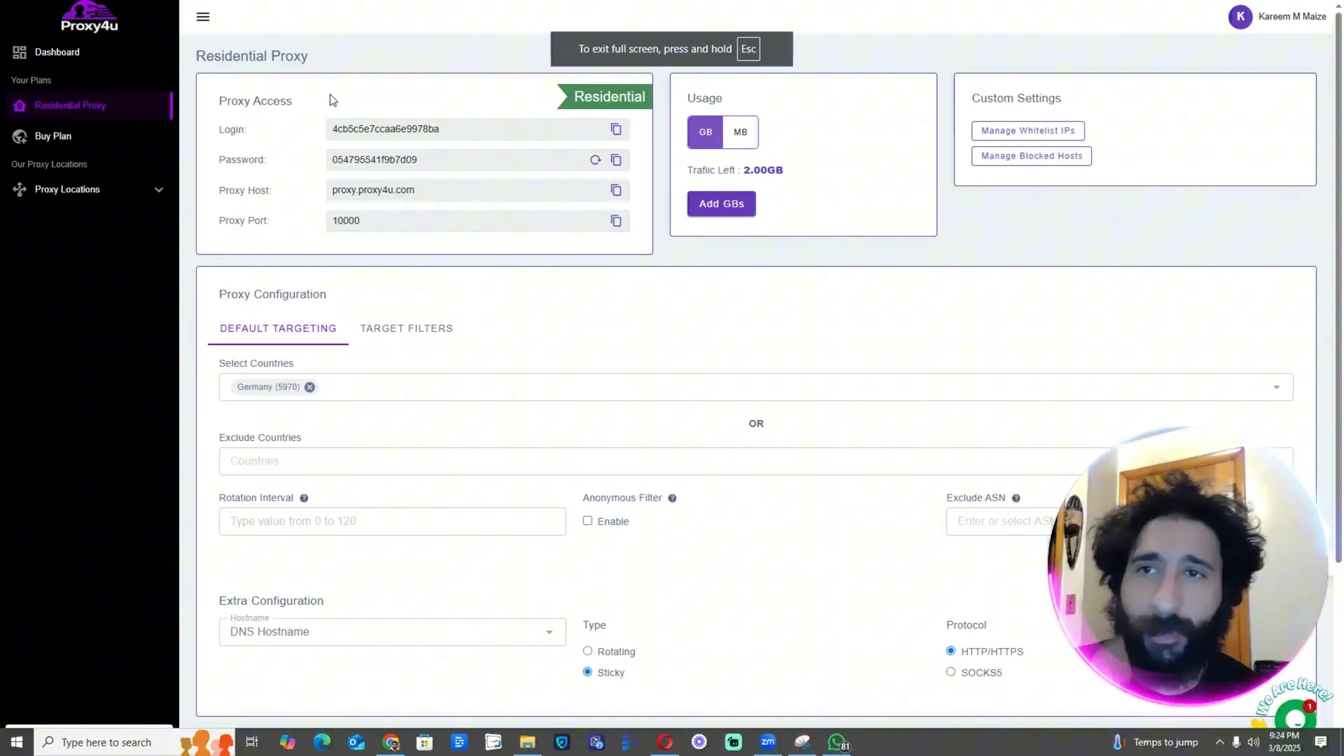 Proxy4U back office overview