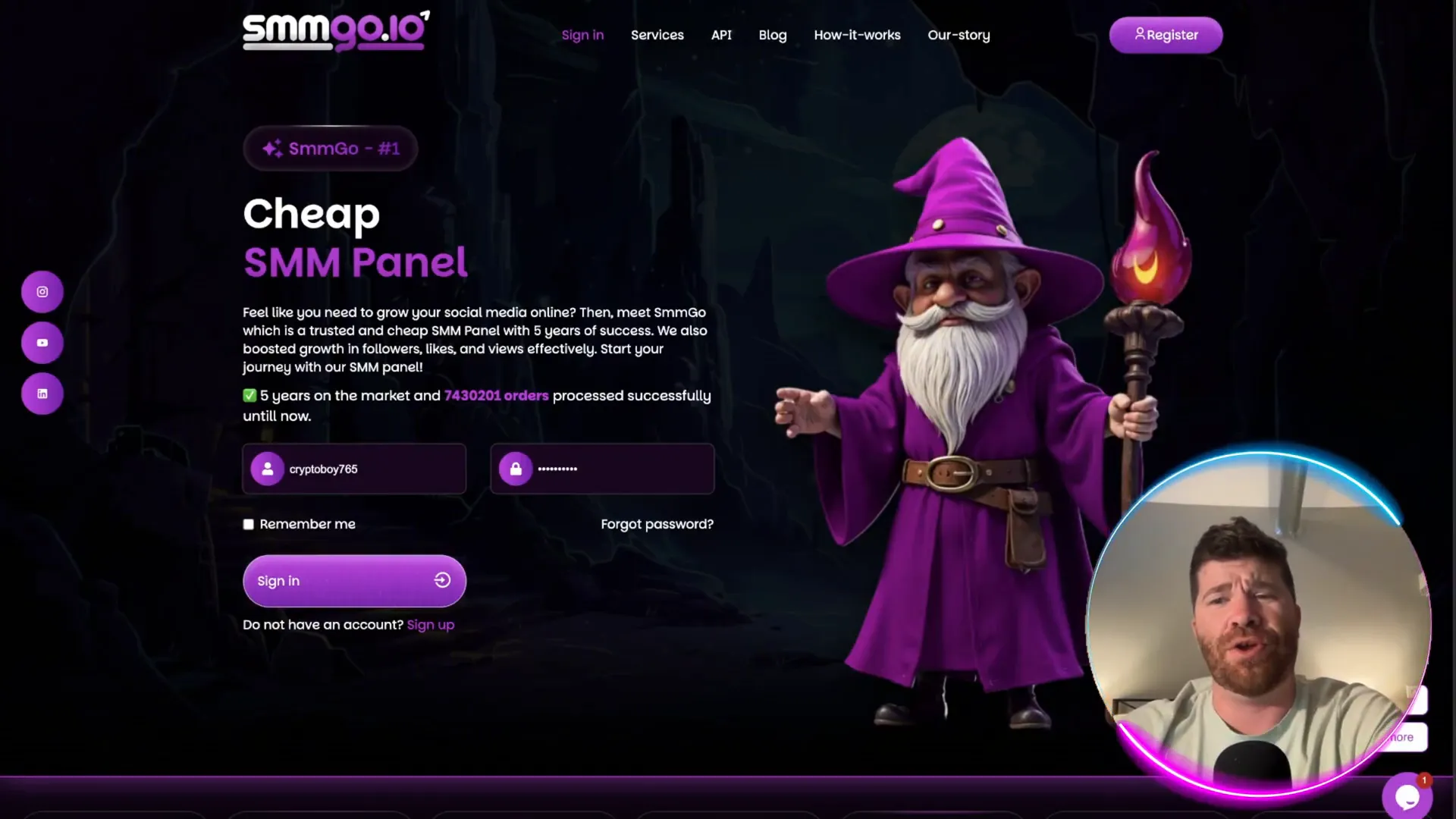 SMMGo.io website homepage showcasing social media growth services