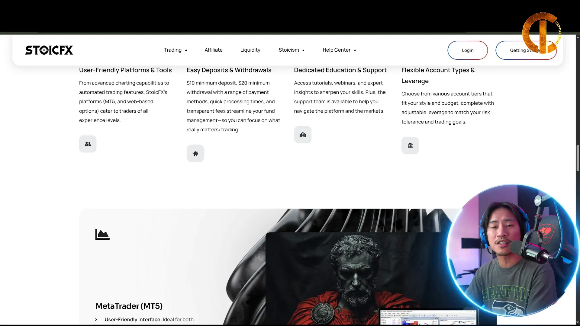 Stoic FX education and support resources on screen