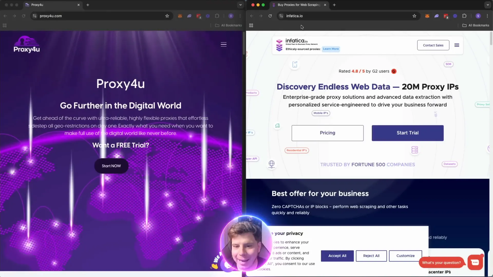 Comparison between Proxy4u and Infatica proxy platforms