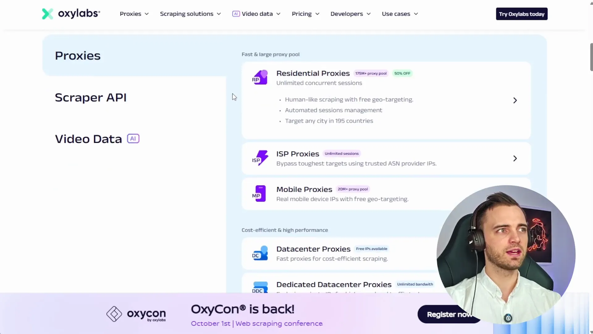Comparison of proxy service types offered by Proxy4u and Oxylabs
