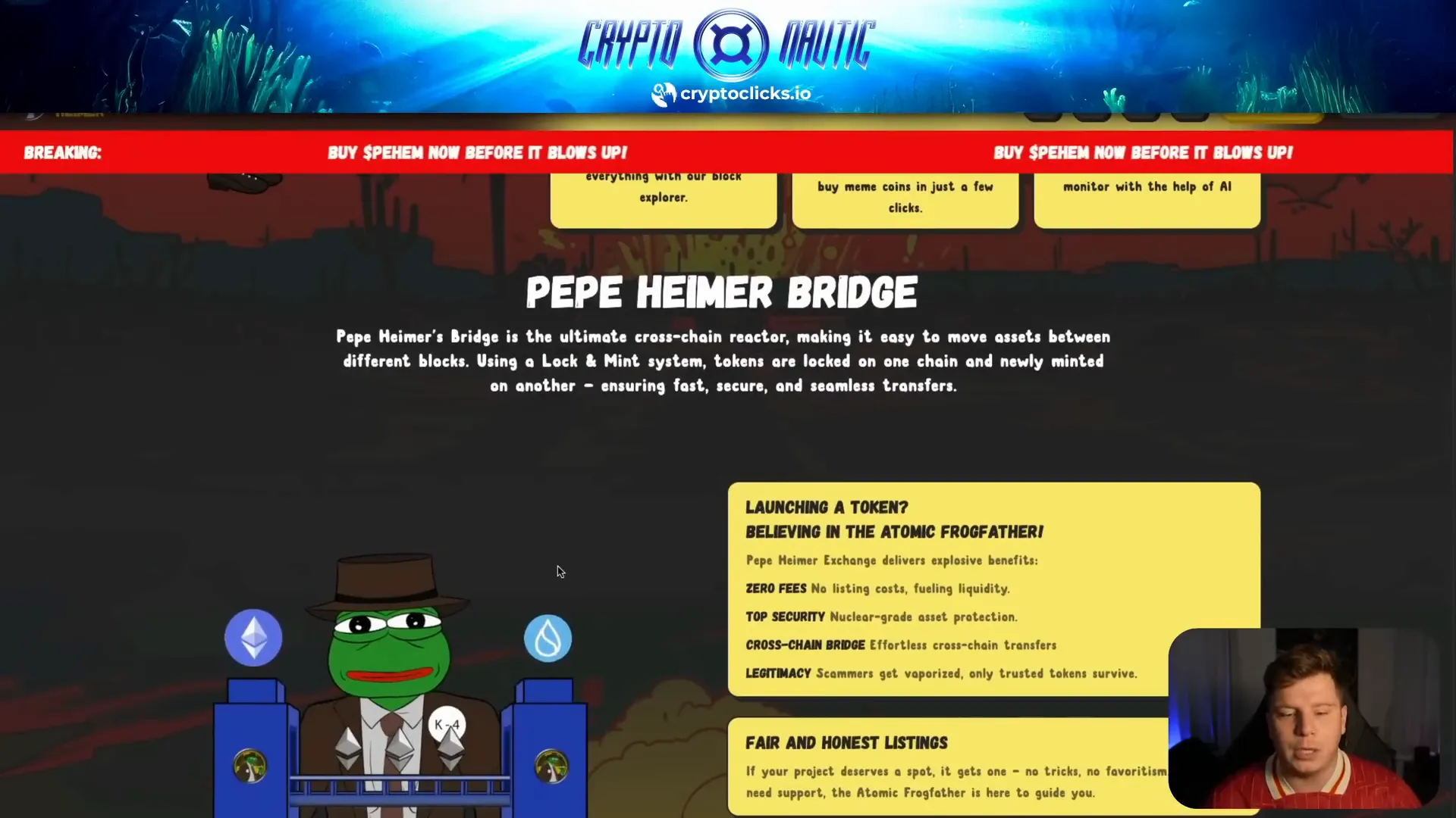 Pepe Heimer bridge and launchpad interface