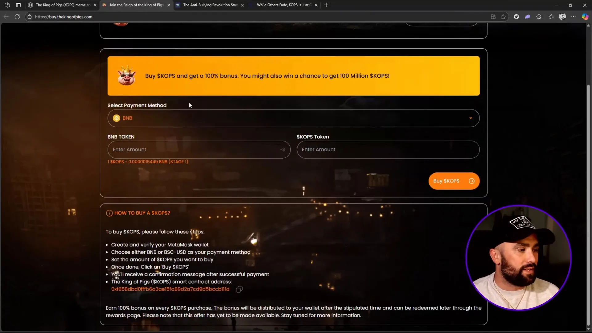 Buying page for King of Pigs showing referral bonus and purchase options