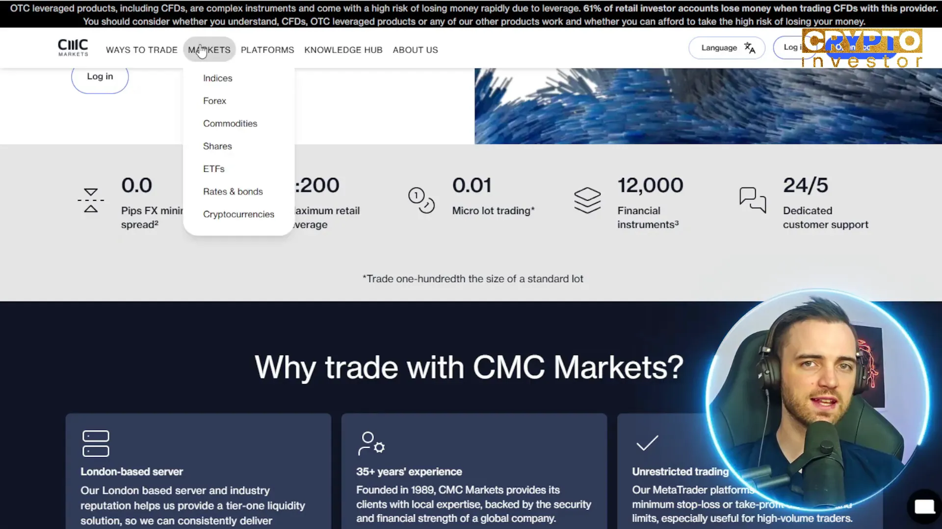 Asset variety offered by InvidiaTrade platform compared to CMC Markets